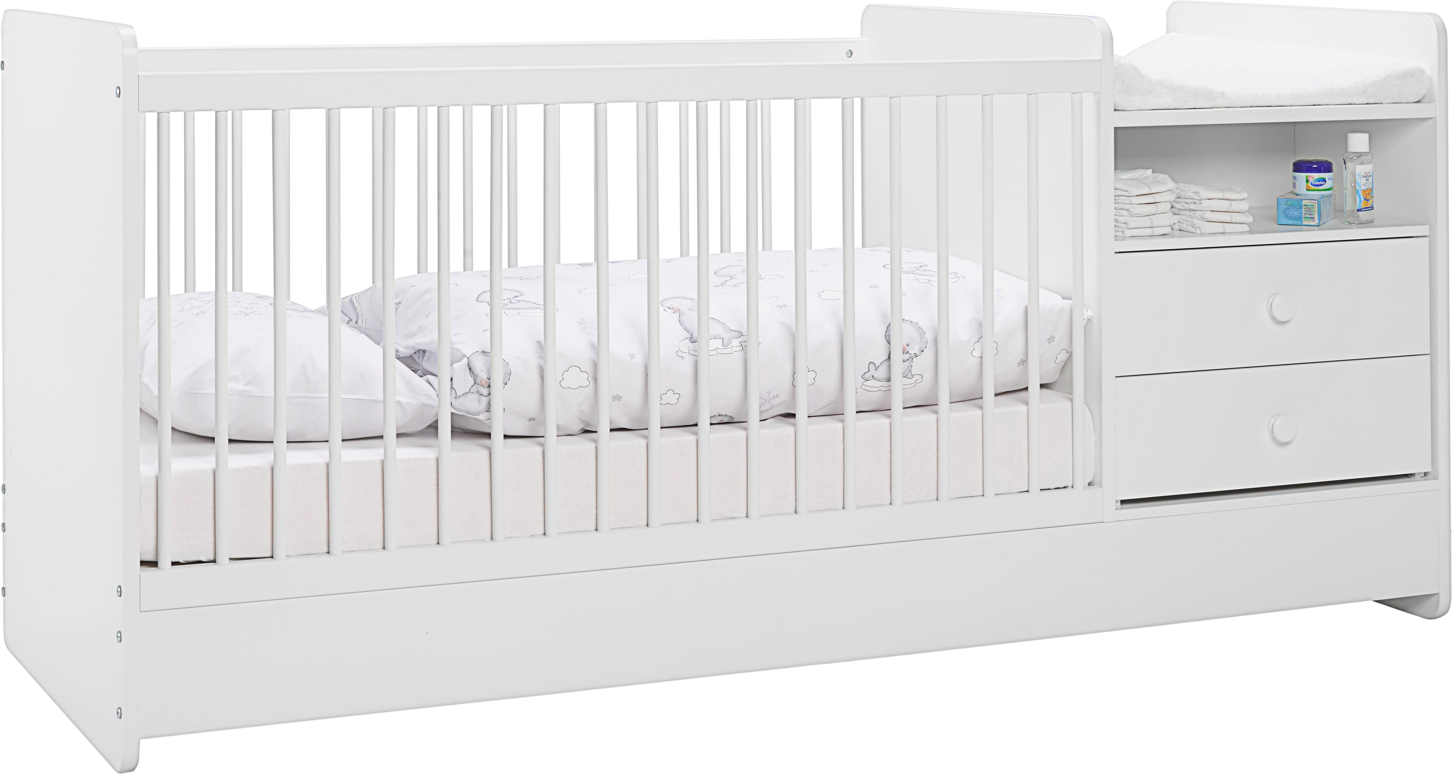 Gitterbett Weiß ca. 70x140cm - Weiß, MODERN, Holzwerkstoff (204,4/95/75cm) - Premium Living