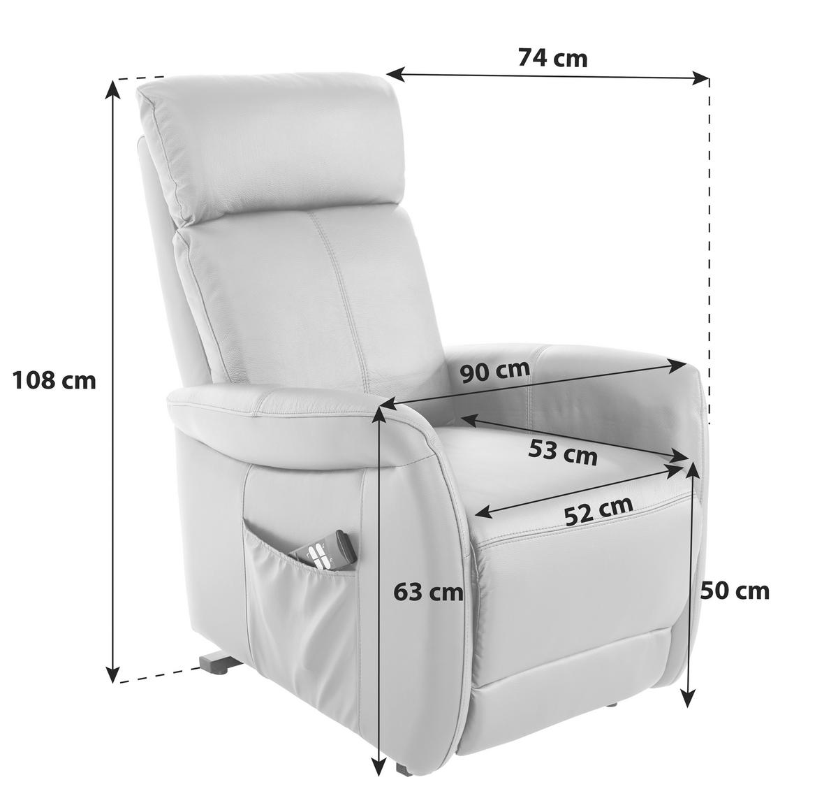 Tv Fotelj Hamilton, Usnje, Siva - črna/svetlo siva, Konvencionalno, kovina/umetna masa (90/108/74cm) - Modern Living