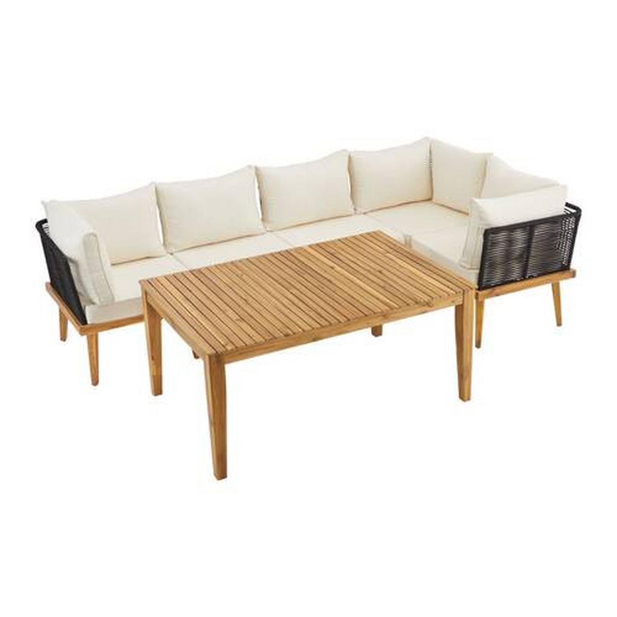 Lounge Garnitura Linnea, Bela, Akacija - črna/naravne barve, Moderno, kovina/umetna masa (199/199cm)