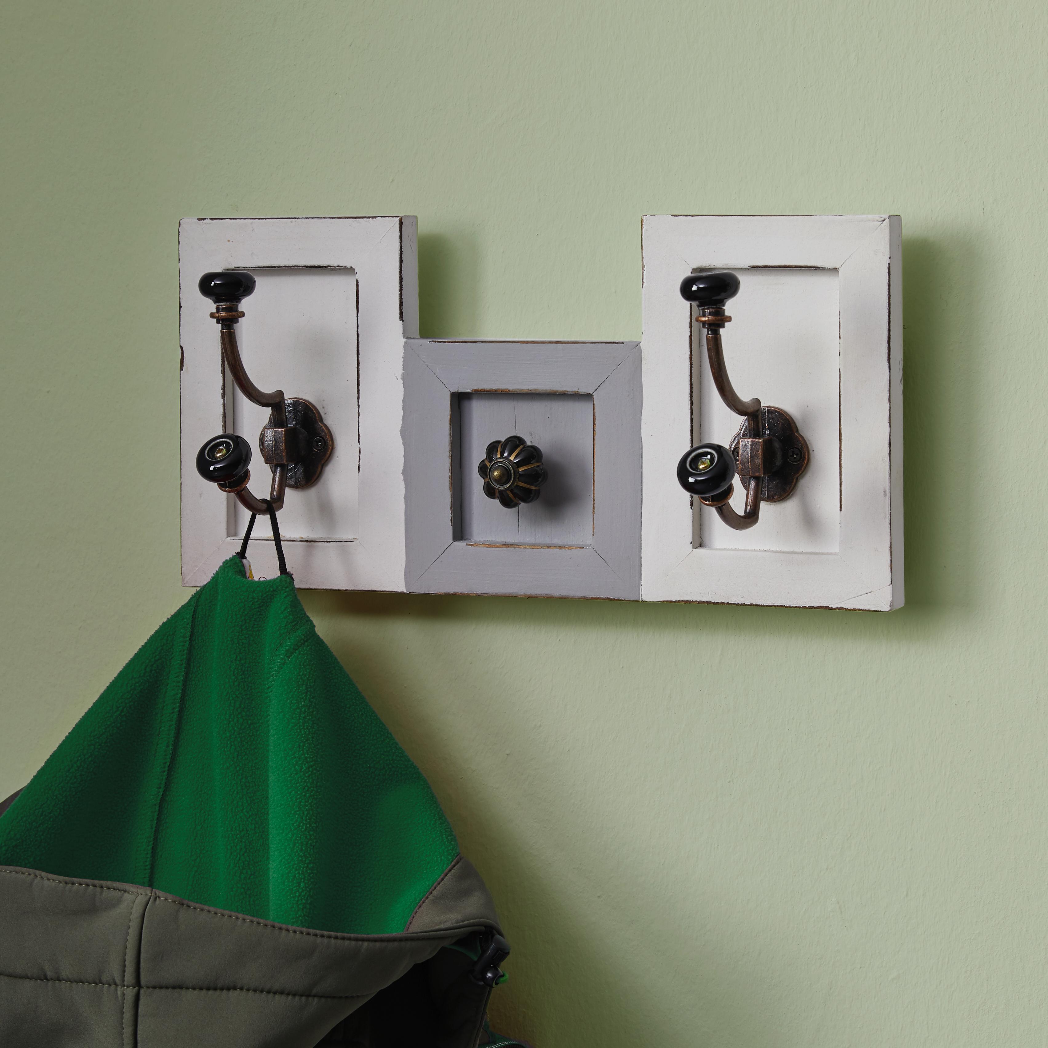 Garderobenpaneel Grau/Weiß 'Ivy' - Weiß/Grau, MODERN, Holz/Metall (36/18/11cm) - Bessagi Home