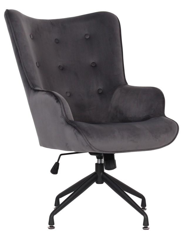 Drehstuhl aus Samt in Grau - Schwarz/Grau, Modern, Textil/Metall (75/103/69cm) - Mömax