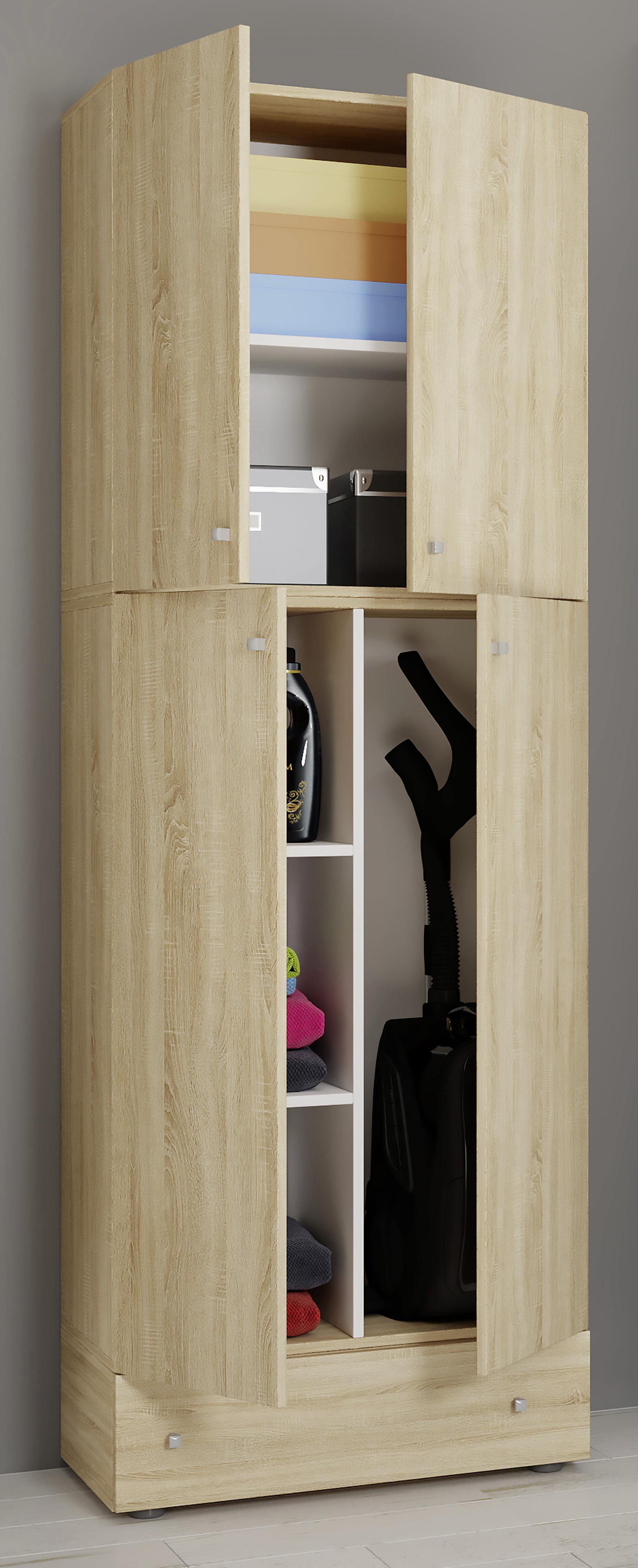 Mehrzweckschrank Lona XXL in Sonoma Eiche - Schwarz/Grau, MODERN, Holzwerkstoff/Kunststoff (70/200/39cm) - MID.YOU