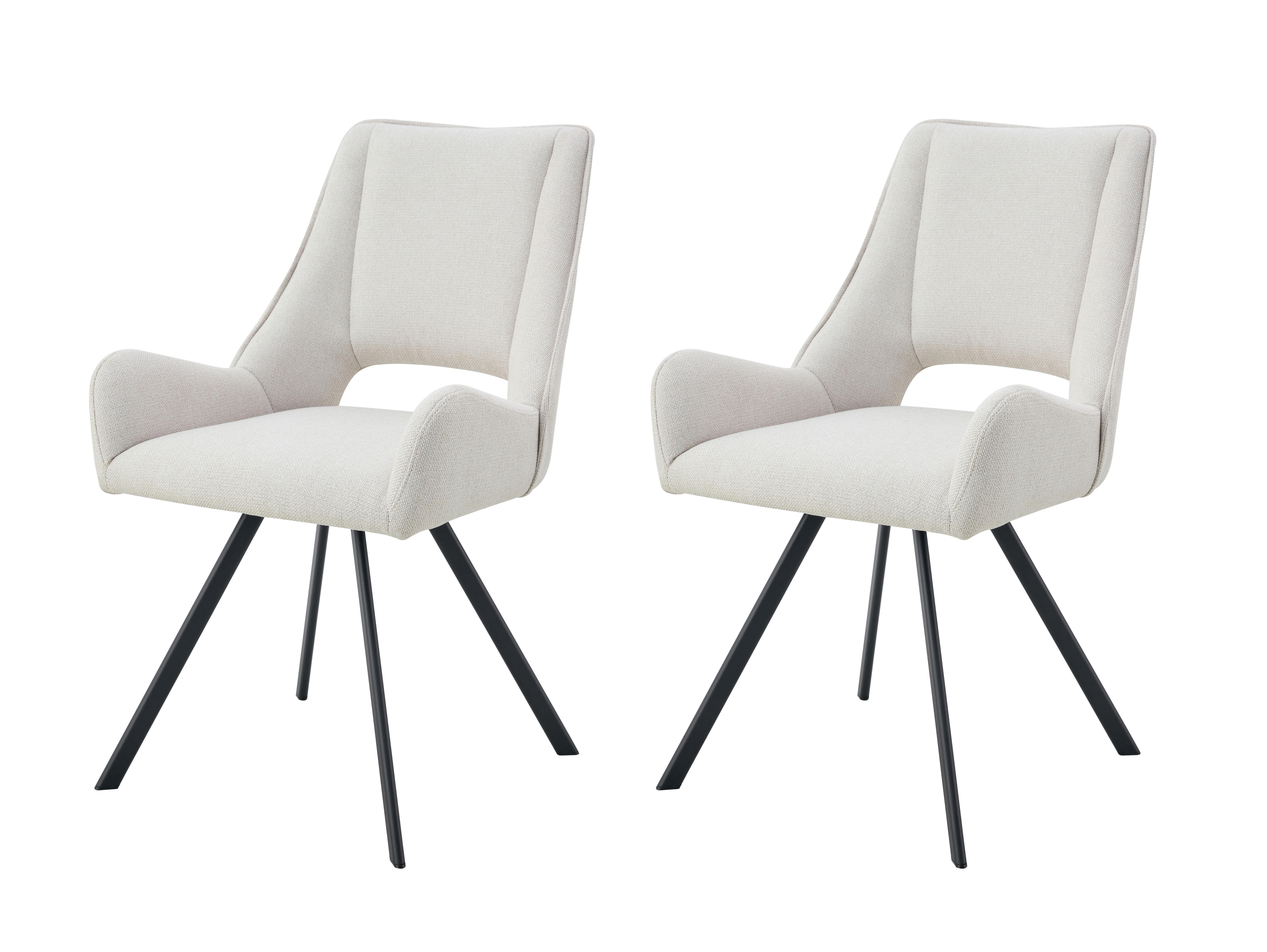 STUHL-SET HELEN - Creme/Schwarz, Modern, Textil/Metall (56/91/63cm) - MID.YOU