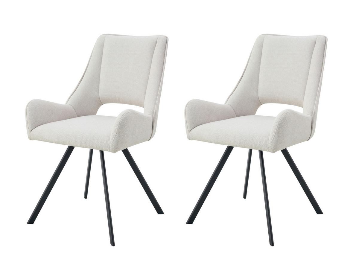 STUHL-SET HELEN - Creme/Schwarz, Modern, Textil/Metall (56/91/63cm) - MID.YOU