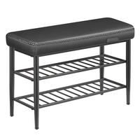 Schuhbank in Schwarz, Lederlook ca. 80x50x30 cm - Schwarz, Trend, Textil/Metall (80/50/30cm) - MID.YOU