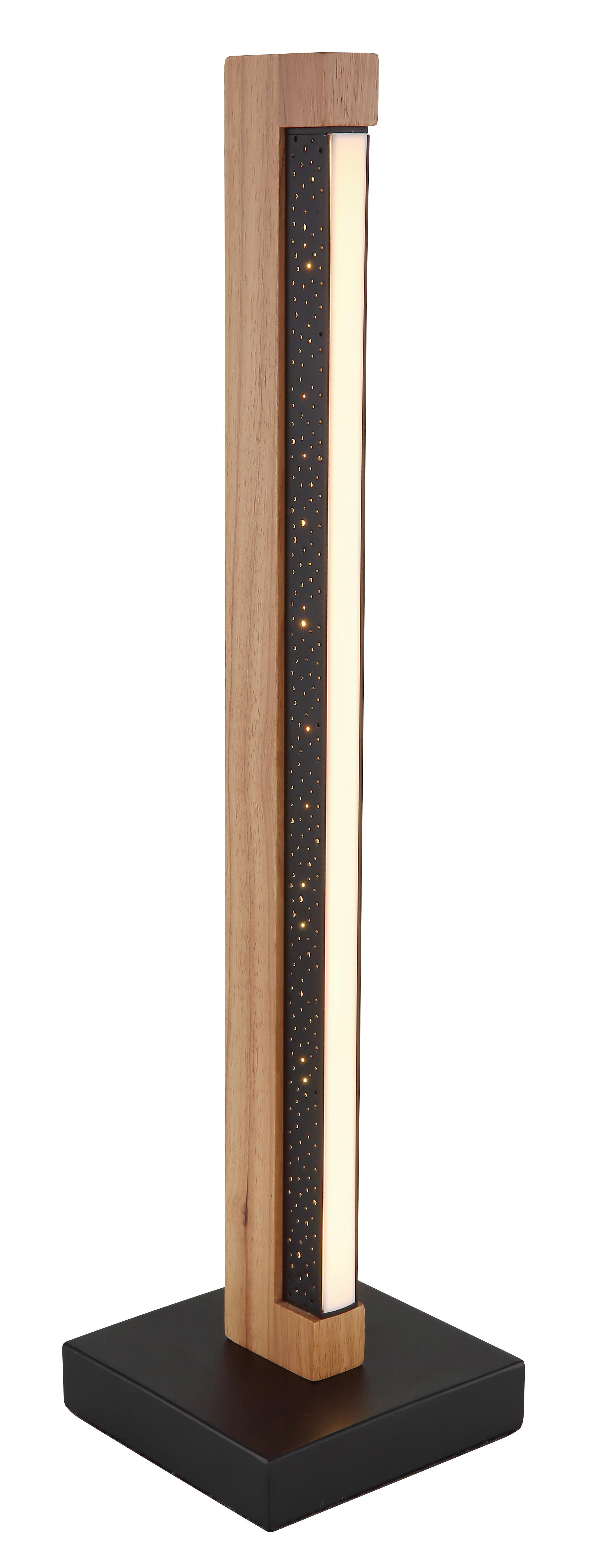 LED-Tischleuchte Starla Schwarz/Weiß max. 8 Watt - Dunkelbraun/Schwarz, Natur, Holz/Kunststoff (12/12/48cm) - Globo