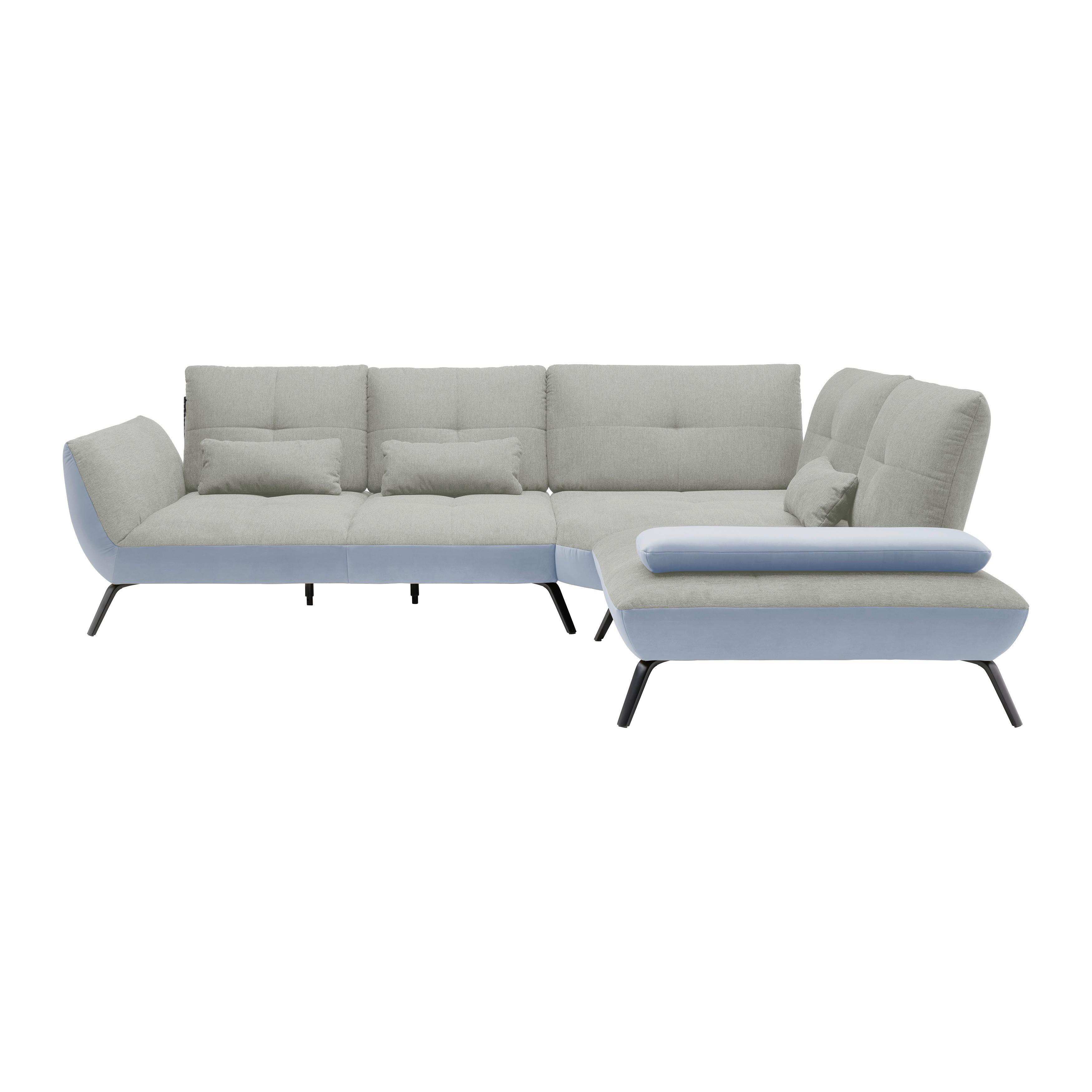 Wohnlandschaft Trendy Silberfarben/Hellgrau - Silberfarben/Hellgrau, MODERN, Holzwerkstoff/Textil (310/93/250cm) - Premium Living