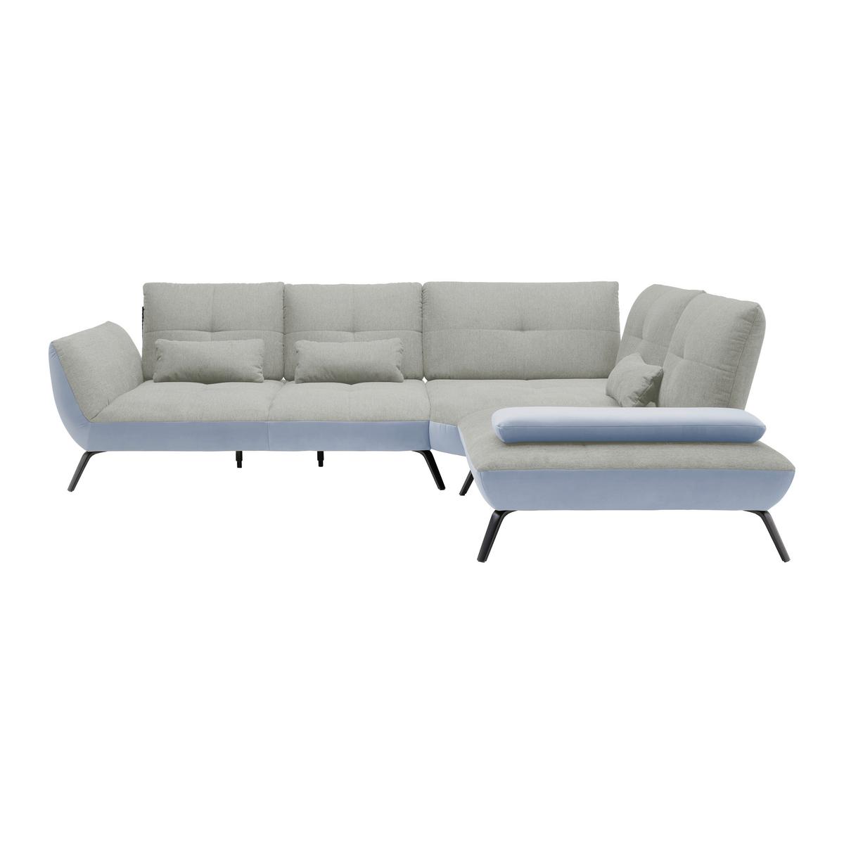 Wohnlandschaft Trendy Silberfarben/Hellgrau - Silberfarben/Hellgrau, MODERN, Holzwerkstoff/Textil (310/93/250cm) - Premium Living