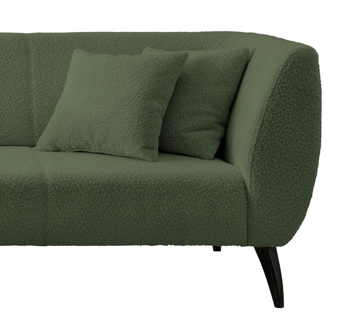Wohnlandschaft Colori Dunkelgrün Bouclé - Dunkelgrün/Schwarz, MODERN, Holz/Textil (160/264cm) - MID.YOU