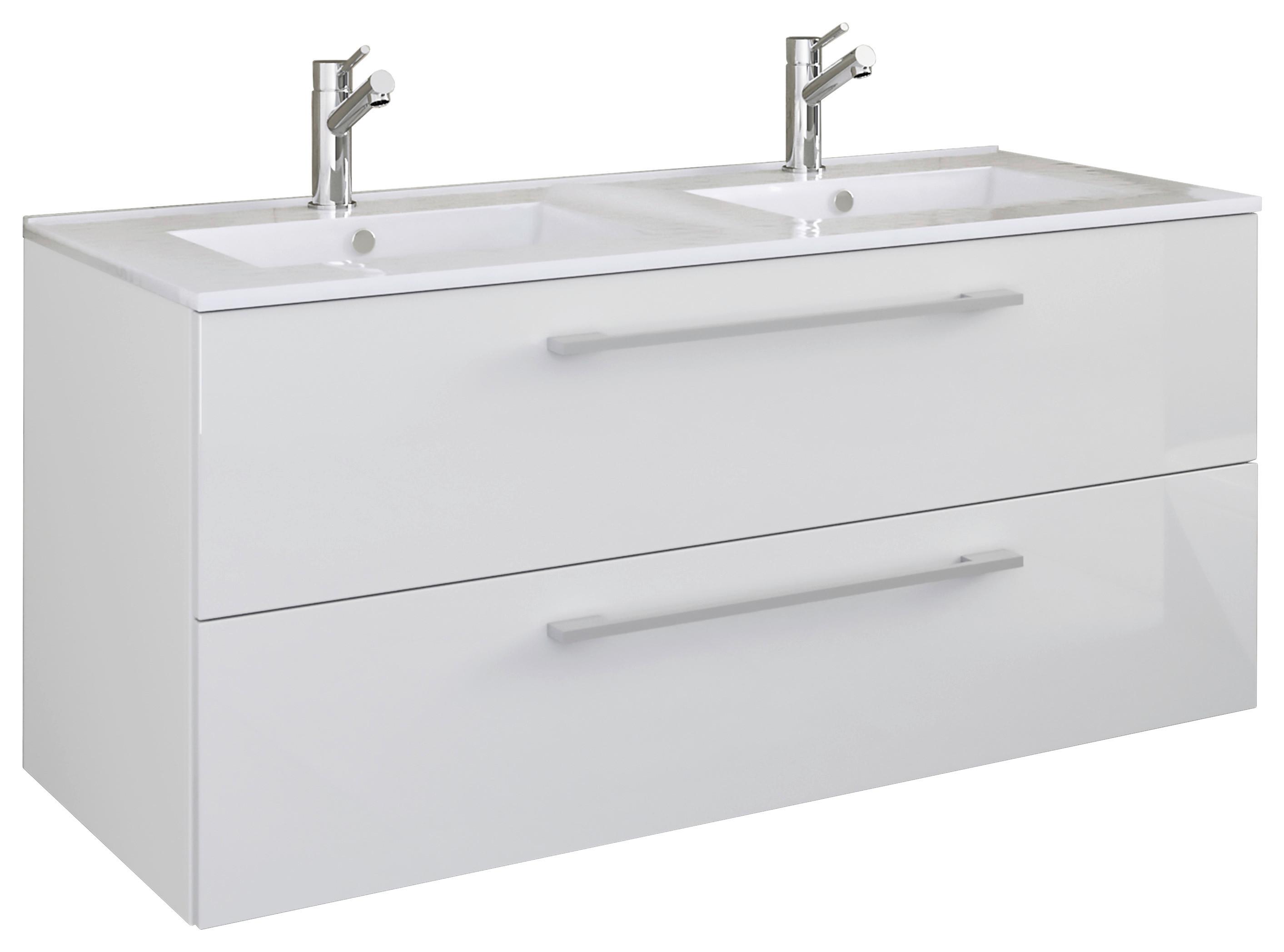 Kombiniran Umivalnik Budasi, Bela - siva/bela, Moderno, umetna masa/leseni material (111cm) - MID.YOU