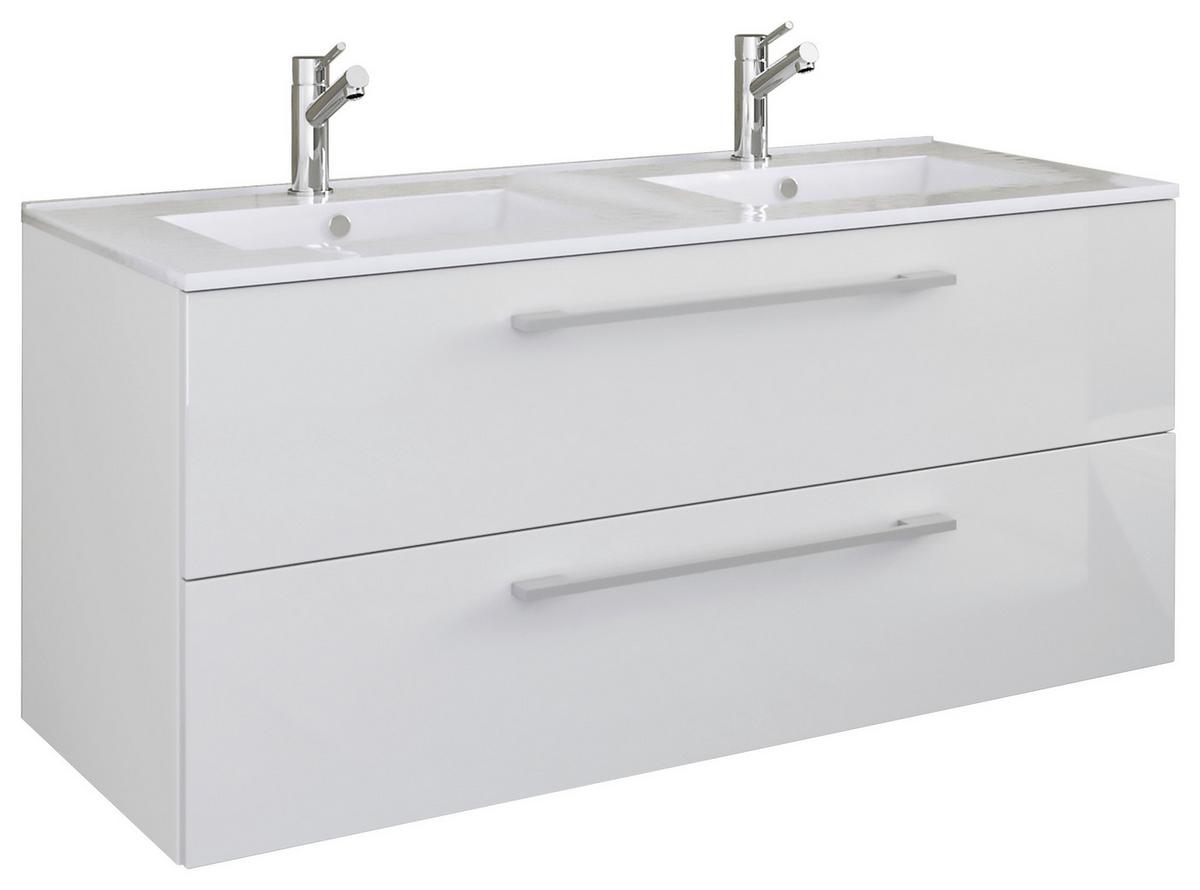 Kombiniran Umivalnik Budasi, Bela - siva/bela, Moderno, umetna masa/leseni material (111cm) - MID.YOU