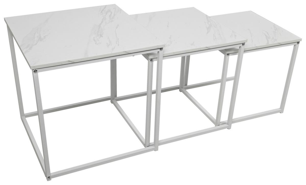 Set Stočića 3/1 Carmen - bela/crna, Trendi, metal/pločasti materijal (40-42/35-39/36cm) - Modern Living
