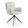 STOL MED ARMSTÖD NALANI - mörkgrå/greige, Modern, metall/textil (58/90/65,5cm) - Bessagi Home