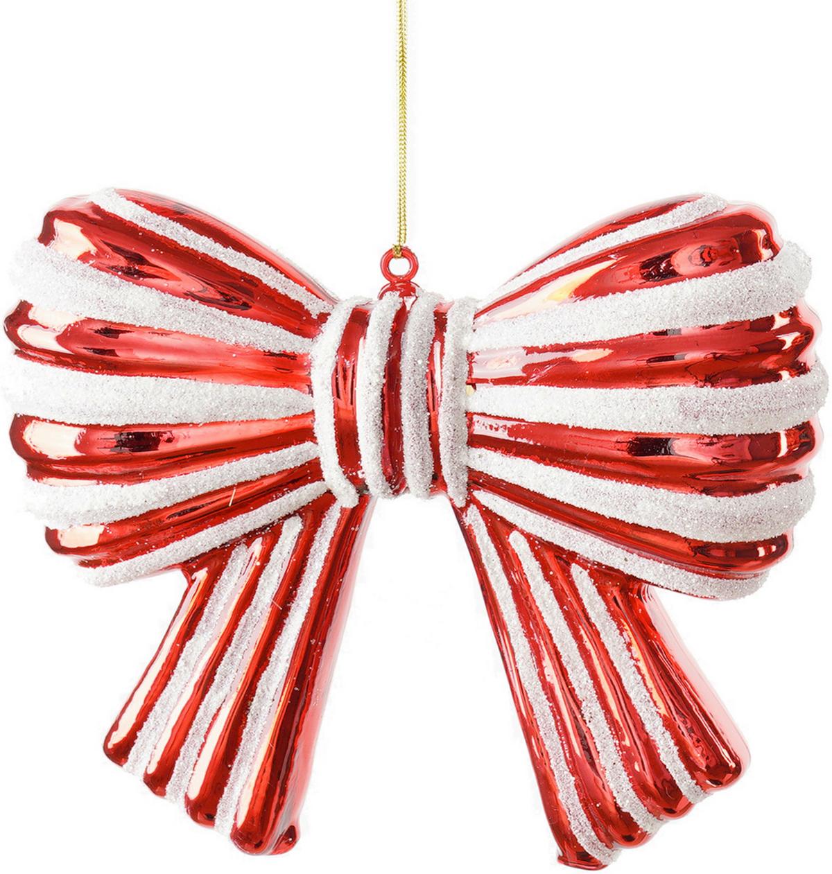 Christbaumanhänger Figures Weiß/Hellrot - Hellrot/Weiß, Glas/Textil (13/11/3,5cm) - Mömax