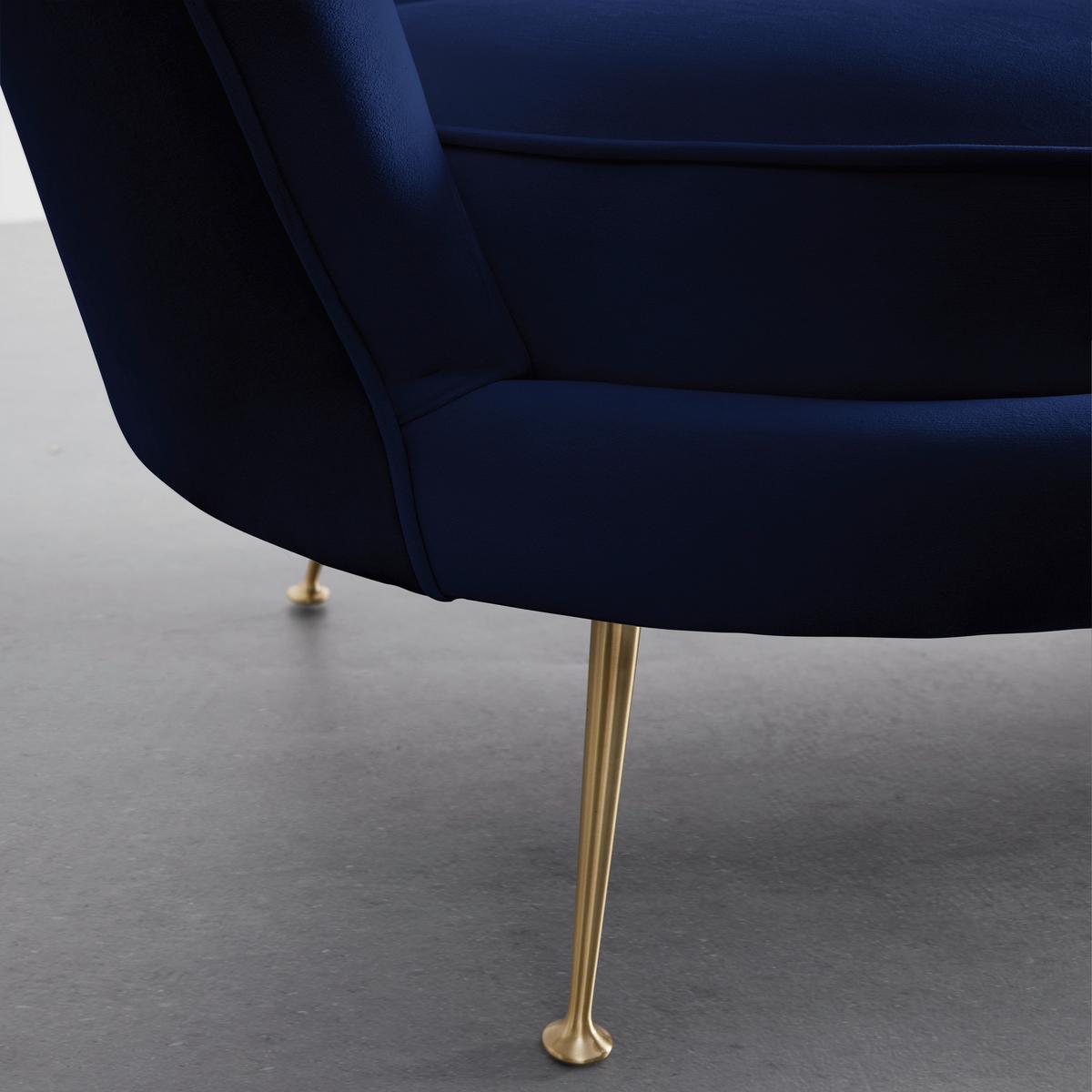 SOFA DWUOSOBOWA JELLINA - ciemnoniebieski/szampanowy, Modern, metal/tkanina (144/80/84cm) - Bessagi Home