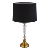 Tischleuchte Arro Schwarz/Messing max. 40 Watt - Klar/Messingfarben, KONVENTIONELL, Glas/Textil (35/66cm) - Globo