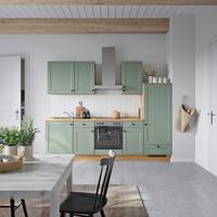 Küchenblock Cascada Low m. Geräten Schilfgrün - Schilfgrün/Eichefarben, MODERN, Holzwerkstoff/Metall (270cm) - Nobilia