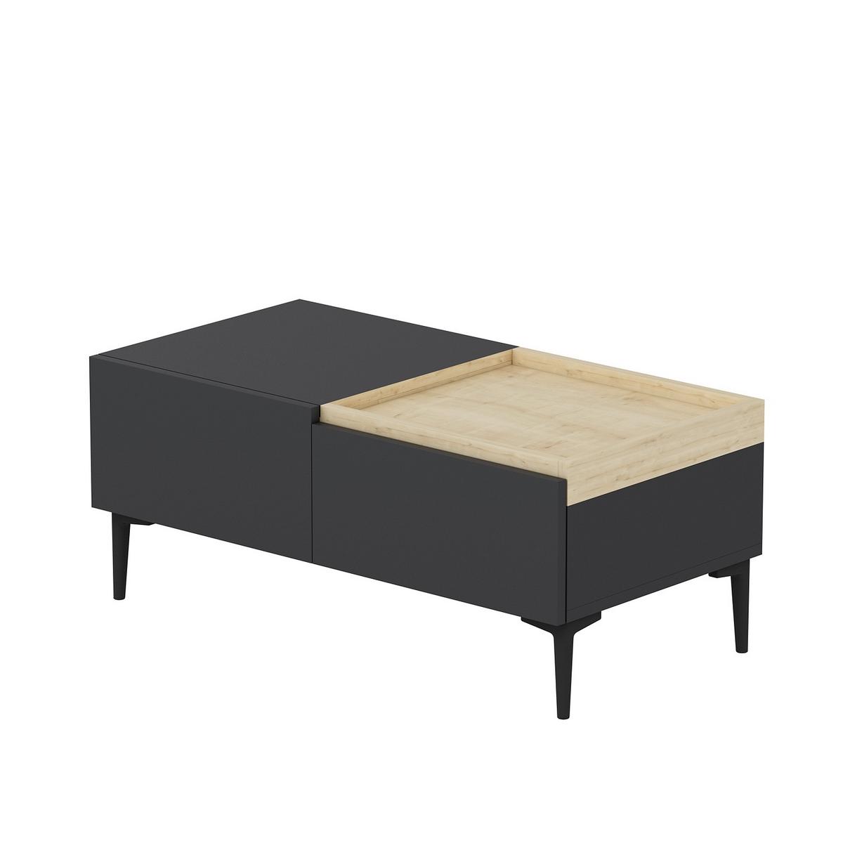 COUCHTISCH MIA COUCHTISCH - Eichefarben/Anthrazit, Design, Holzwerkstoff/Metall (92/45/39cm) - Livetastic