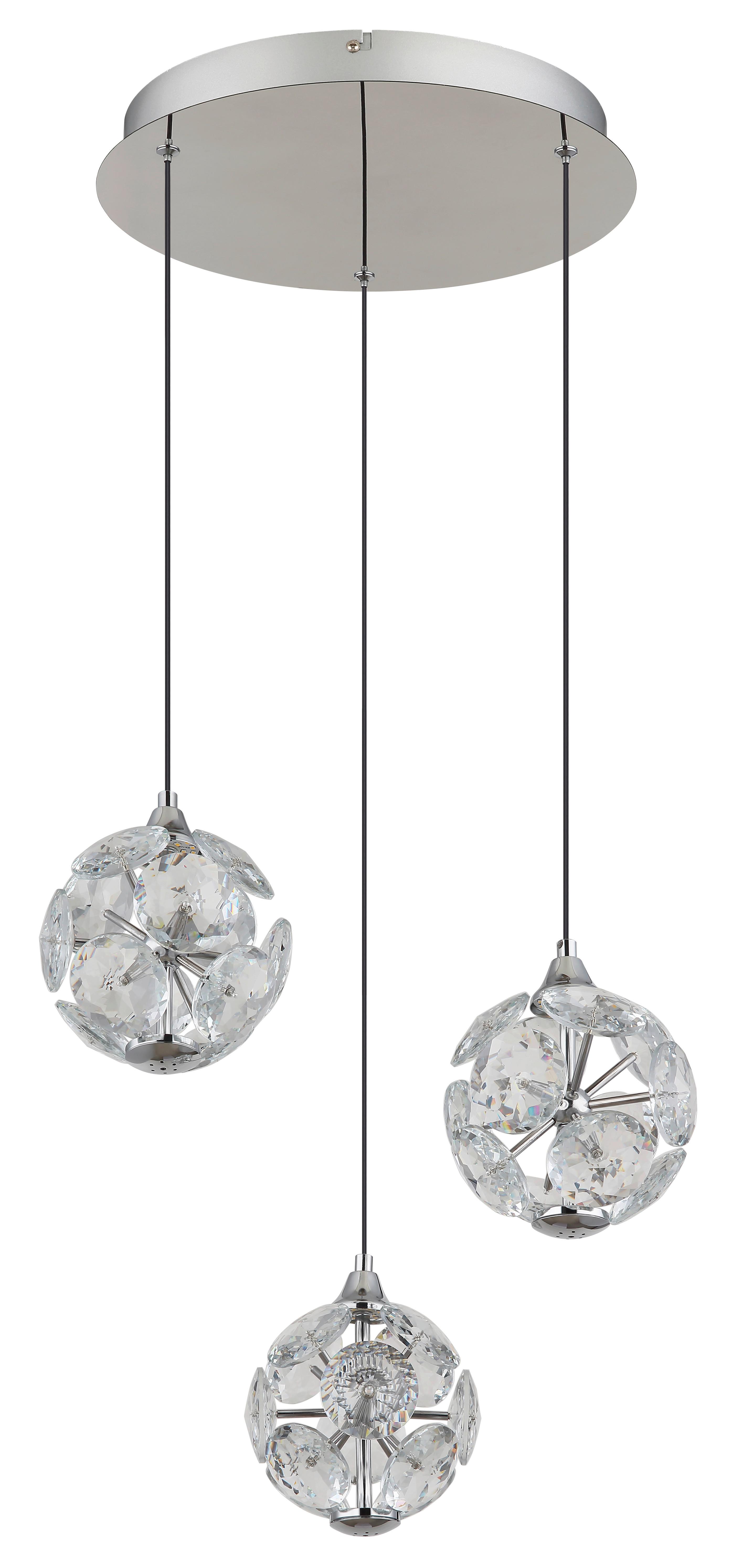 LED-HÄNGELEUCHTE 16047-3HC VIRINA - Klar/Chromfarben, Konventionell, Glas/Kunststoff (42/15cm) - Globo