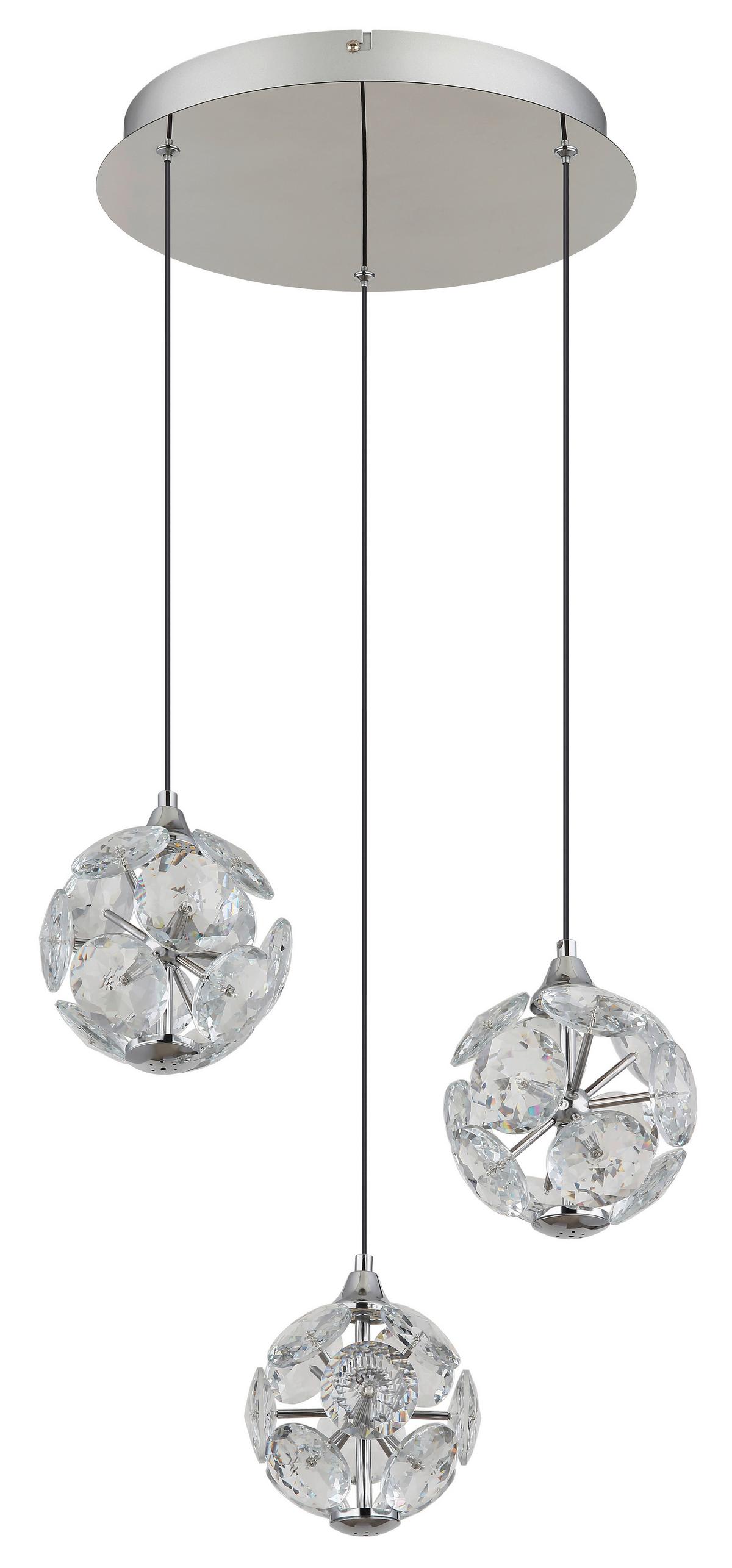 LED-HÄNGELEUCHTE 16047-3HC VIRINA - Klar/Chromfarben, Konventionell, Glas/Kunststoff (42/15cm) - Globo