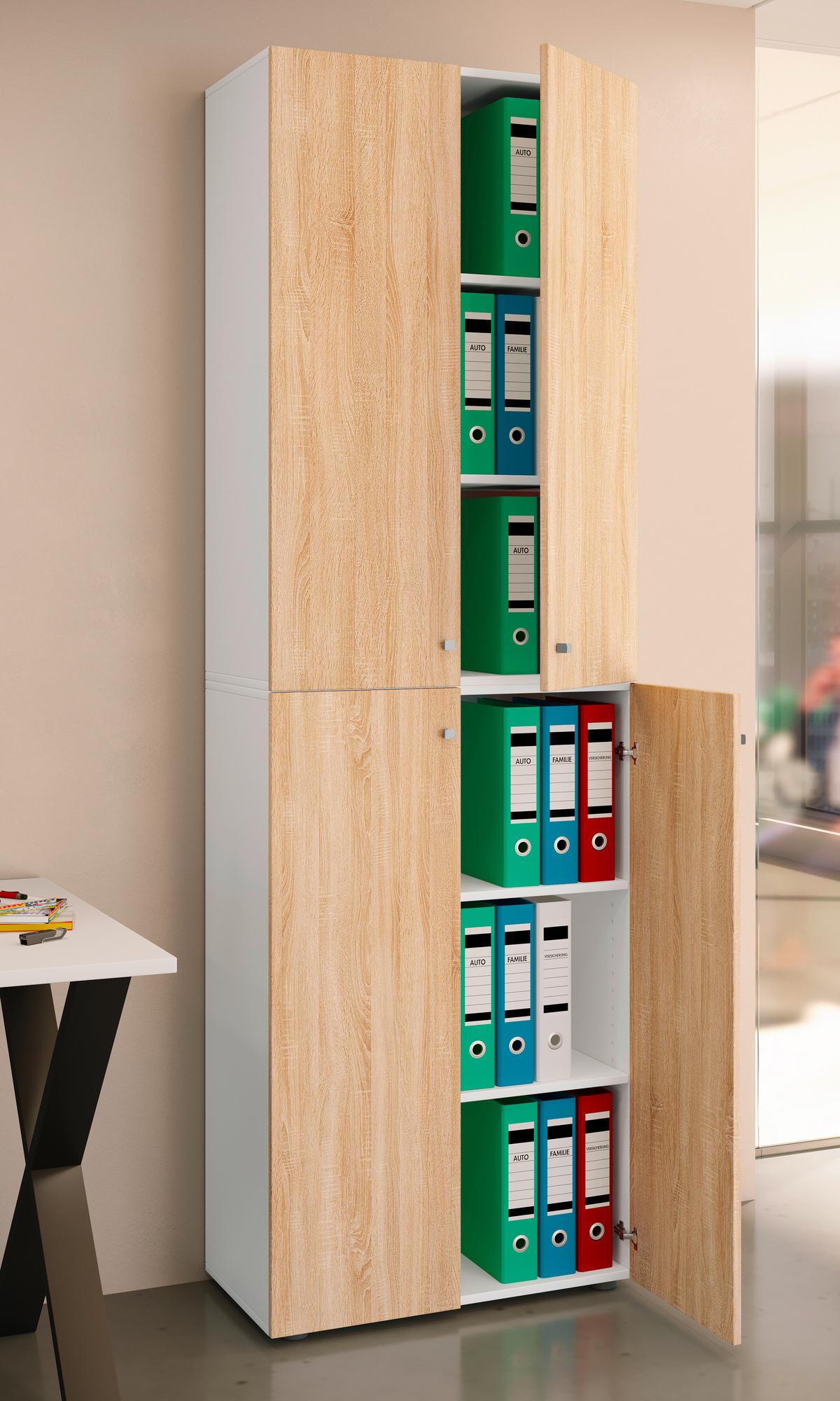 Arhivska Omara Lona Xxl, Bela, Barva Hrasta - bela/hrast sonoma, Design, leseni material (70/220/39cm) - MID.YOU