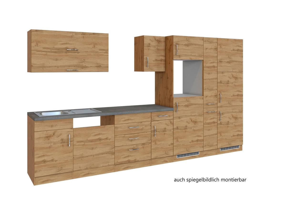 Küchenblock Sorrento ohne Geräte ca. 360 cm Eichefarben - Eichefarben/Anthrazit, MODERN, Holzwerkstoff (360/200/60cm) - Held