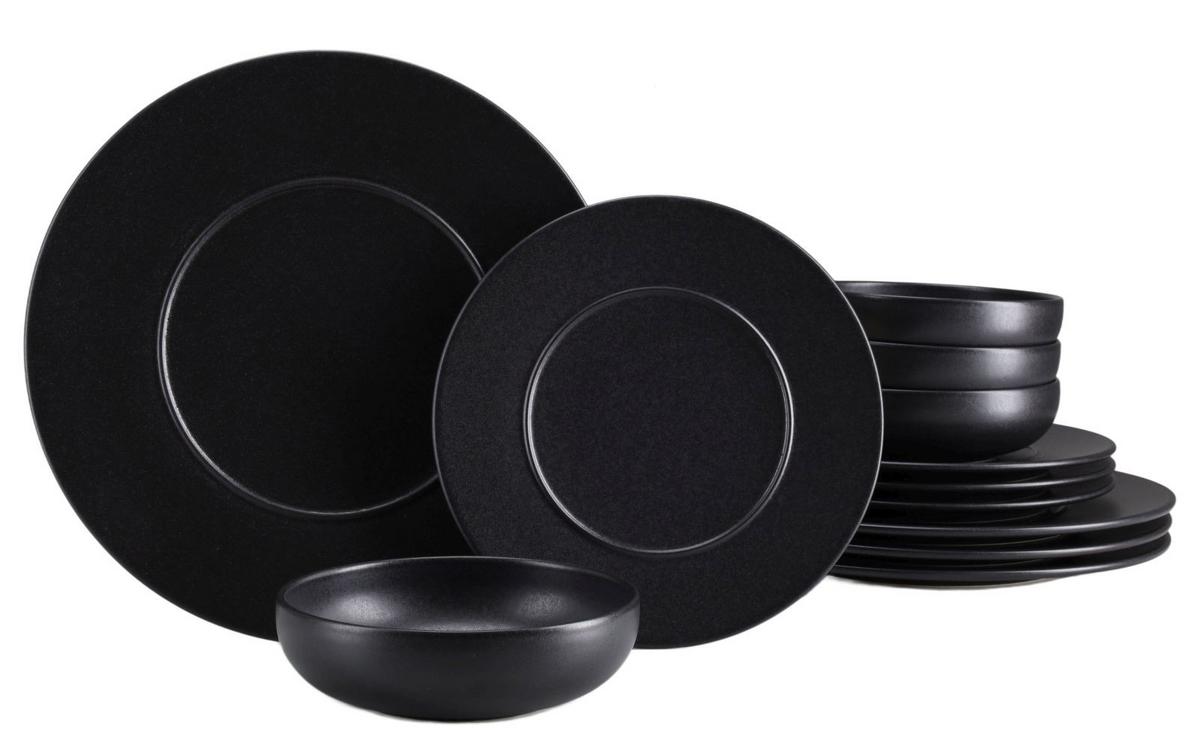 Jedilni Servis Unico Black, 12-Delni - črna, Basics, keramika - Creatable