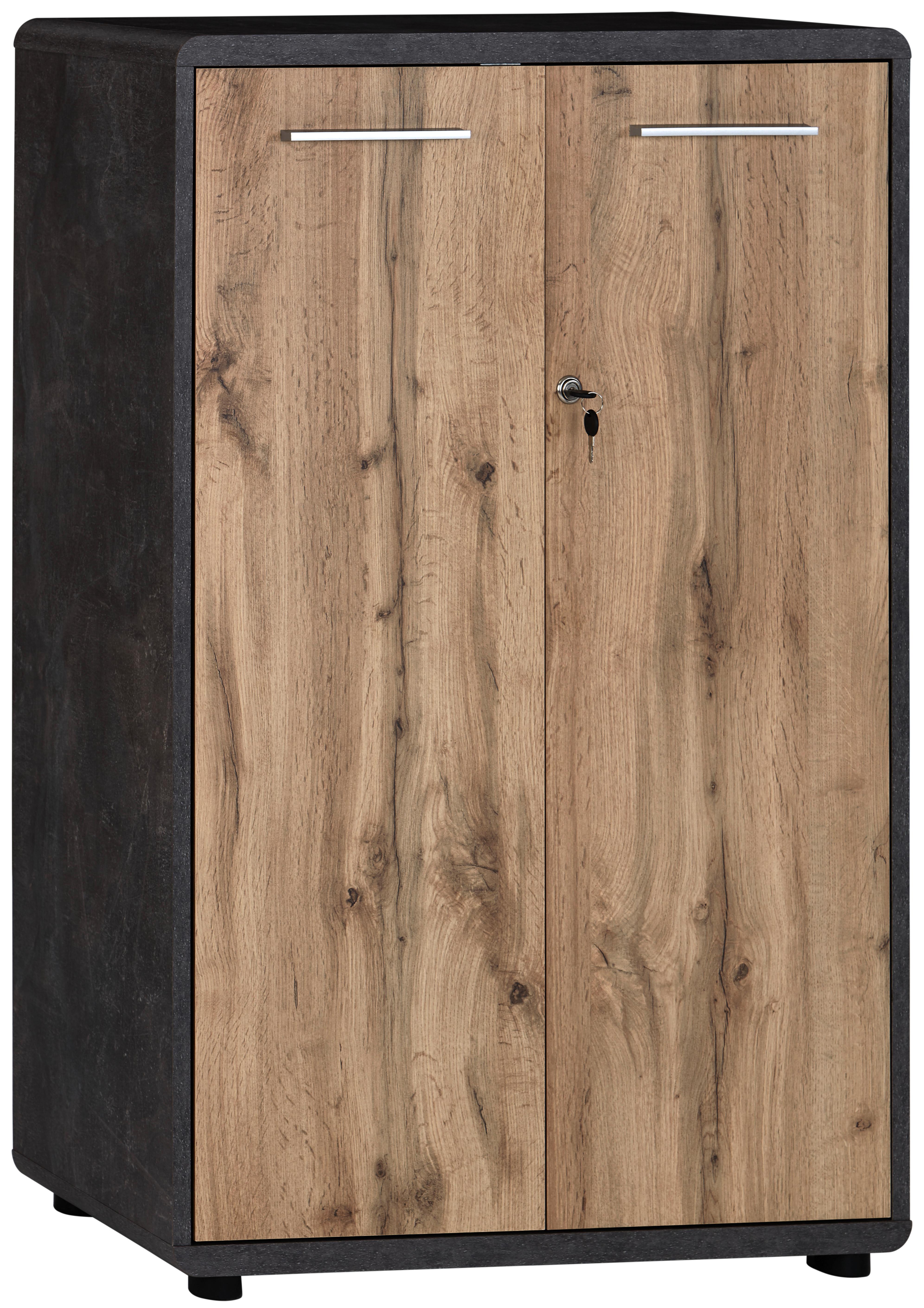 Pisarniška Omara Fontana Fts02 - temno siva/hrast, Moderno, leseni material (75/113,1/35cm) - Modern Living