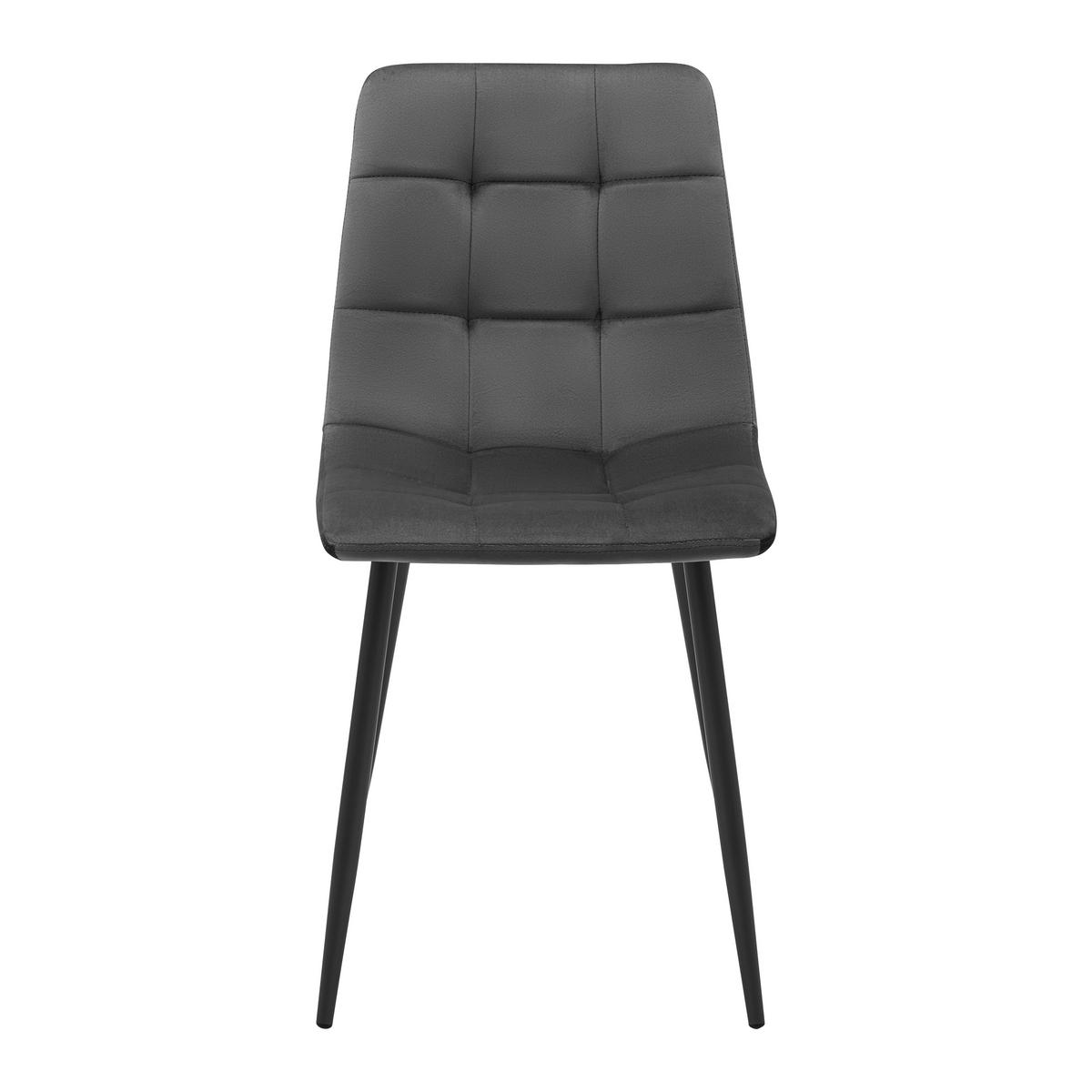 Stuhl Ria Dunkelgrau Samt Gepolstert - Dunkelgrau/Schwarz, MODERN, Holz/Textil (43,5/87/54cm) - Bessagi Home