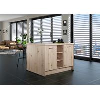Kücheninsel IP2200 o. Geräte Eichefarben - Eichefarben/Schwarz, Basics, Holzwerkstoff/Metall (123,4/91,8/96,6cm) - Impuls