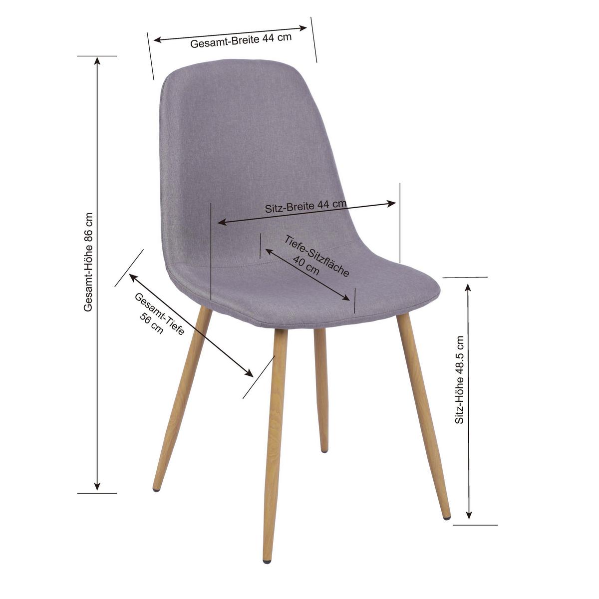 Stol Mona, Siva - siva/barve hrasta, Moderno, kovina/tekstil (44/87/56cm)