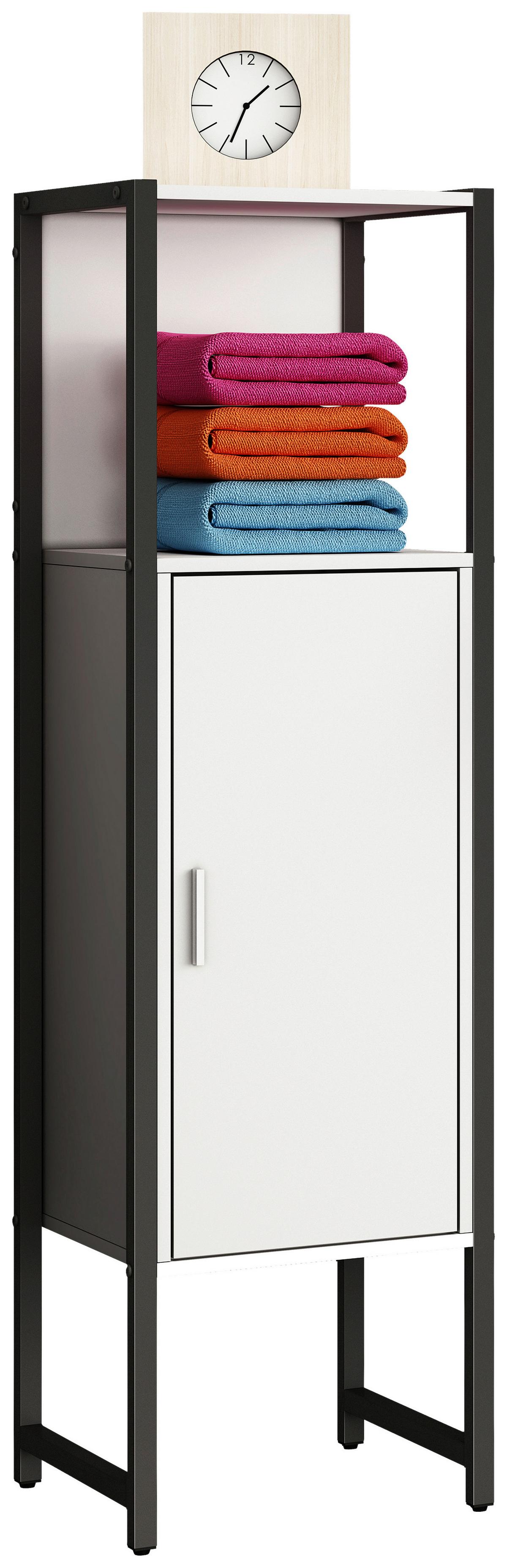 Midischrank Edino ca. 33x114 cm Weiß/Schwarz - Silberfarben/Schwarz, MODERN, Holzwerkstoff/Kunststoff (33/114/30cm) - MID.YOU