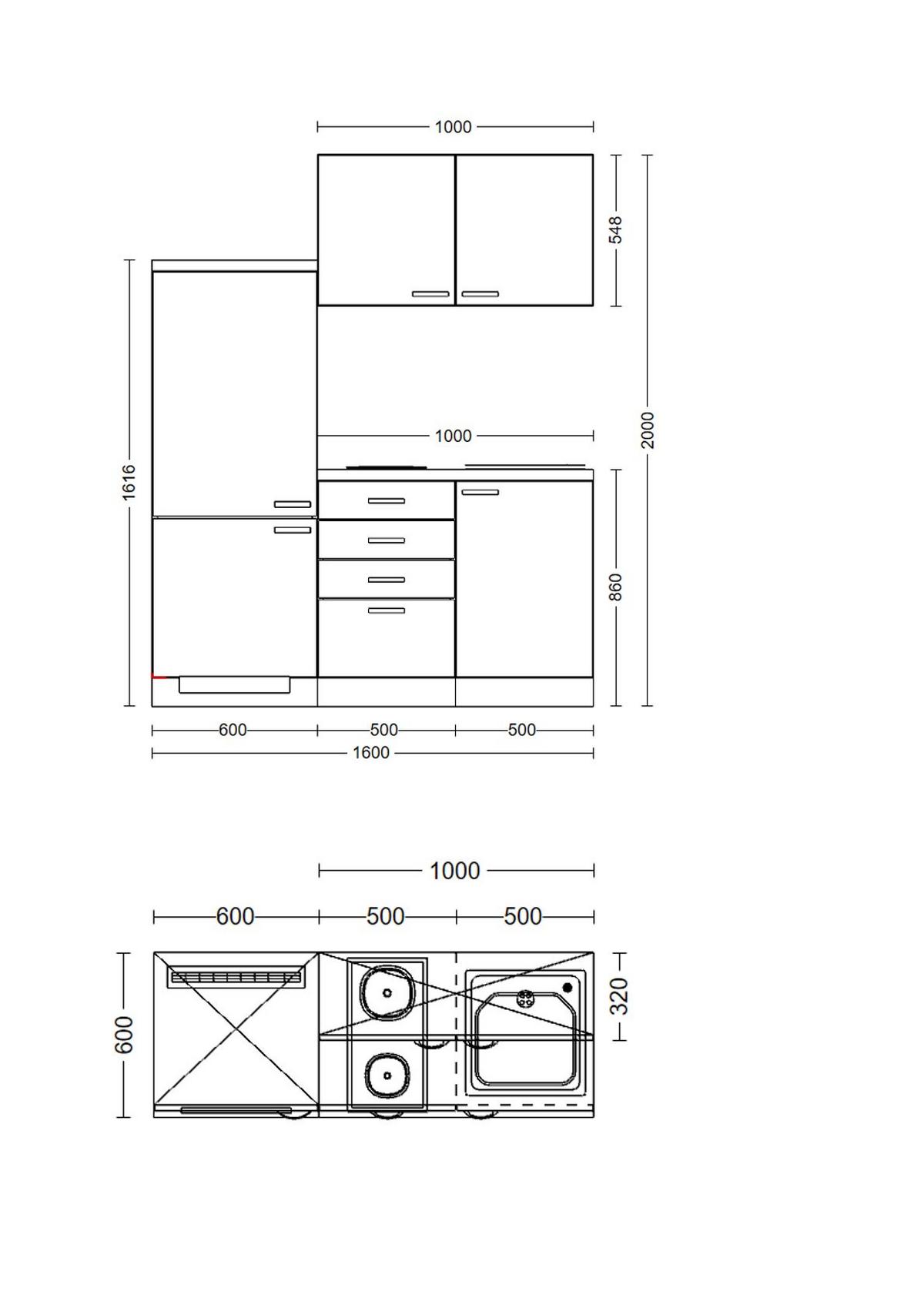 Kuhinjski Blok Z Aparati Nepal, Kašmir, Barva Hrasta - barve nerjavečega jekla/kašmir, Moderno, kovina/leseni material (160cm) - FlexWell