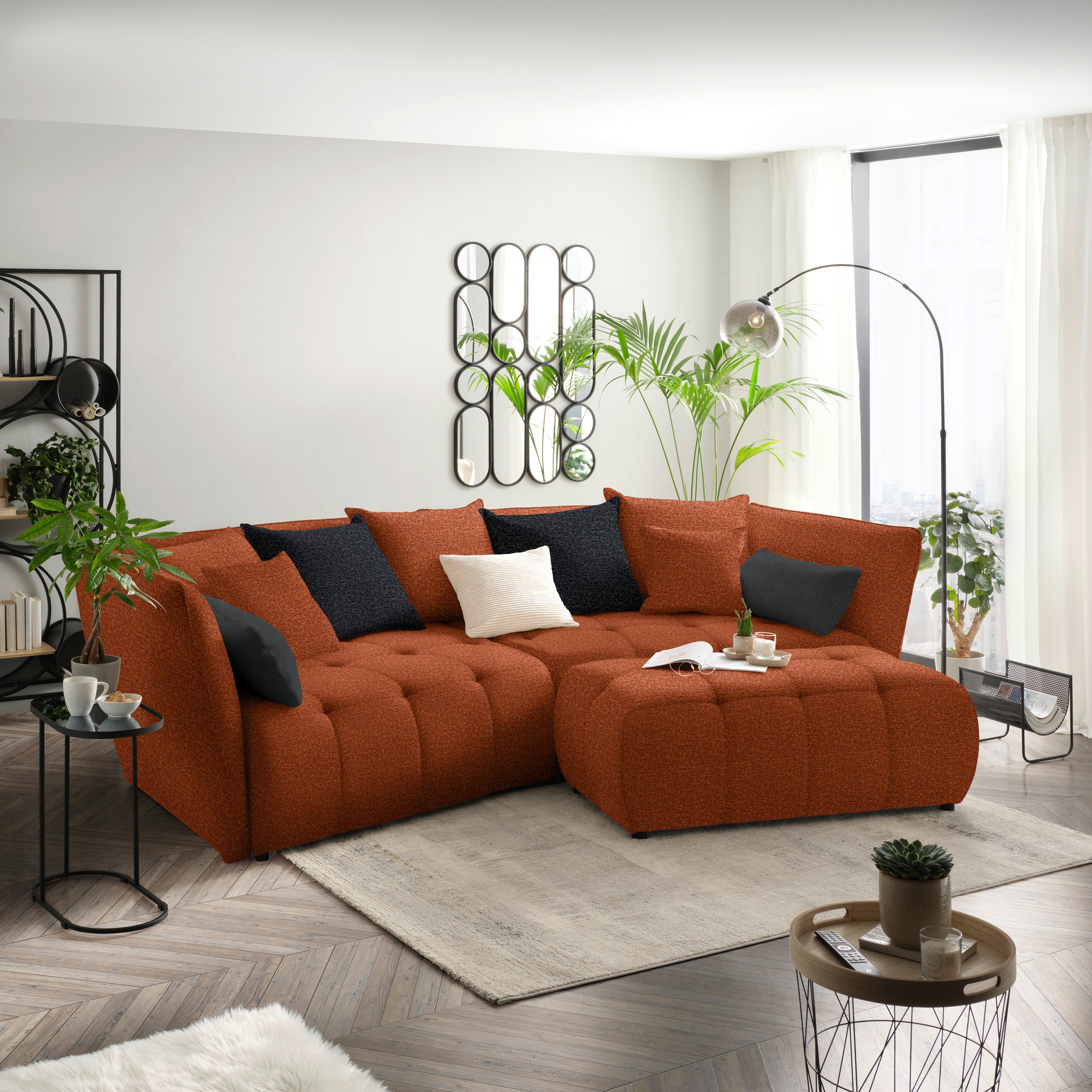 Canapea Boxspring SOFI - gri închis/ruginiu, Modern, textil (294/93/152cm) - Premium Living