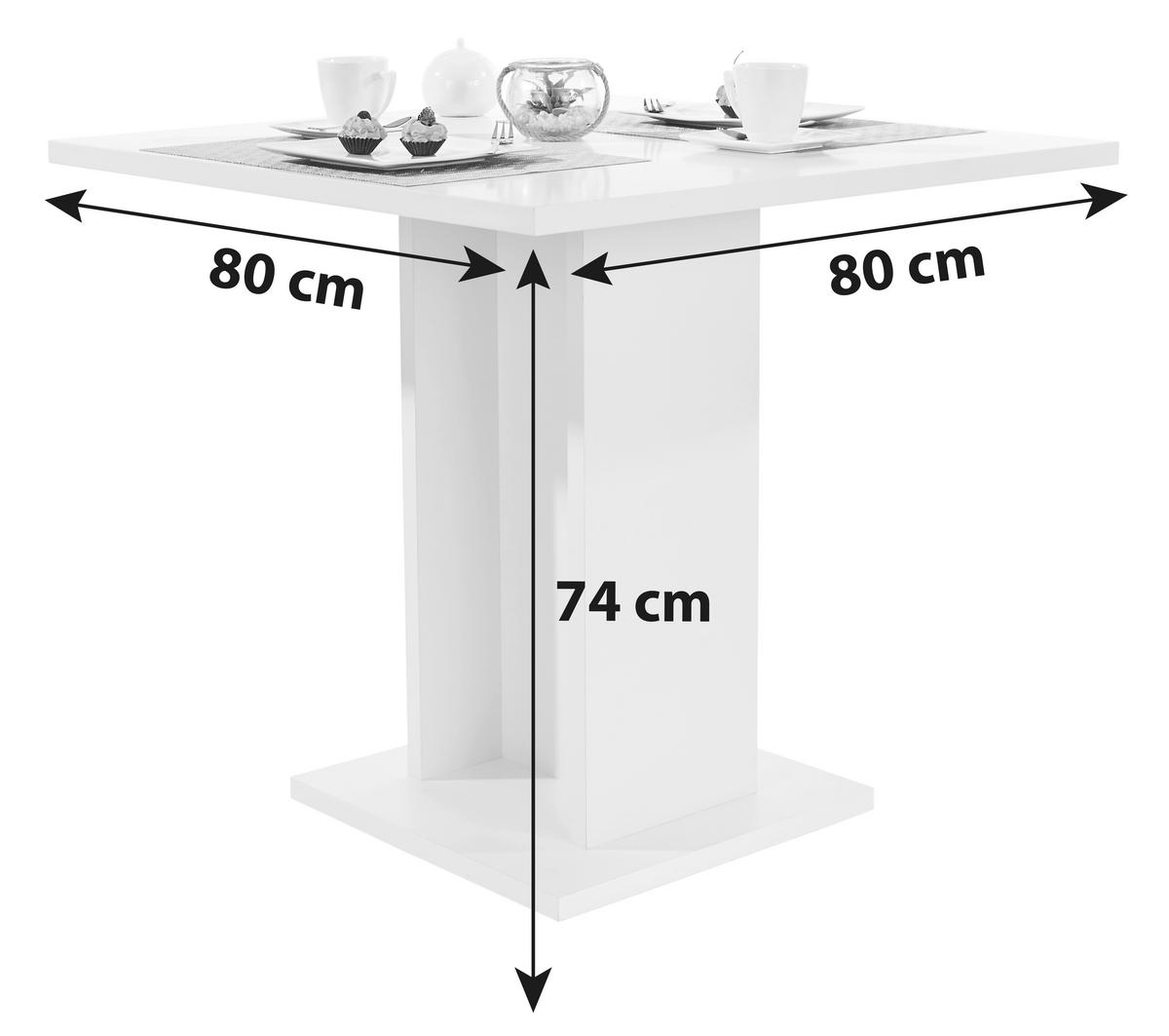 Masă sufragerie Sigmund - alb/culoare lemn stejar, Konventionell, material pe bază de lemn (79,5/74/79,5cm) - Based