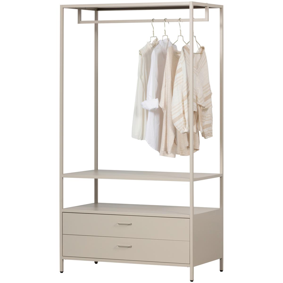 OFFENER KLEIDERSCHRANK Ferris Sandfarben B: 100cm - Sandfarben, Basics, Metall (100/185/54cm) - MID.YOU