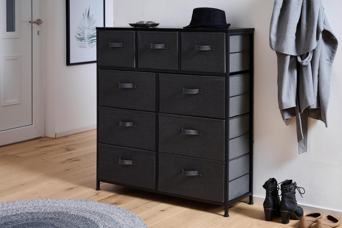 KOMODA KOS - ciemnoszary/czarny, Modern, materiał drewnopochodny/metal (96/104/30cm) - PBJ