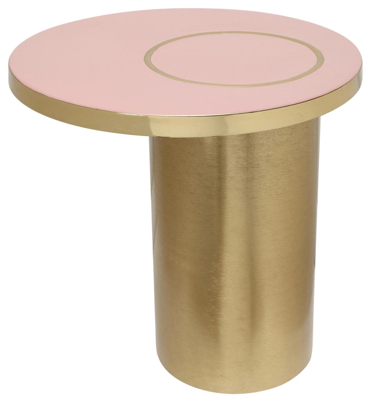 BEISTELLTISCH ART DECO 2325 - Goldfarben/Rosa, Design, Metall (51/50cm) - Kayoom