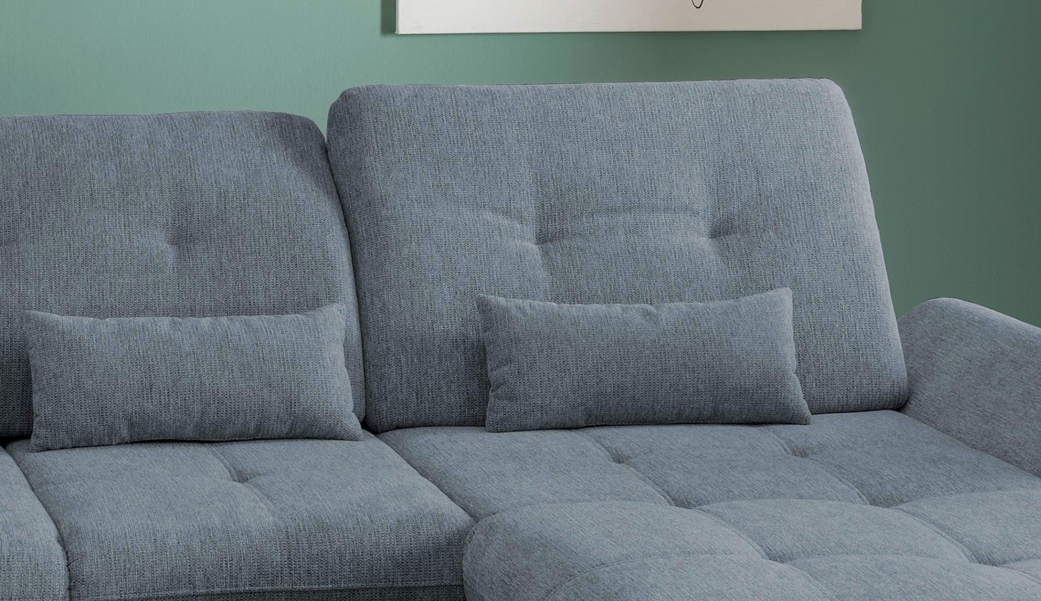 Wohnlandschaft Dalida Hellblau Chenille - Chromfarben/Hellblau, Design, Textil/Metall (254/376/195cm) - Livetastic