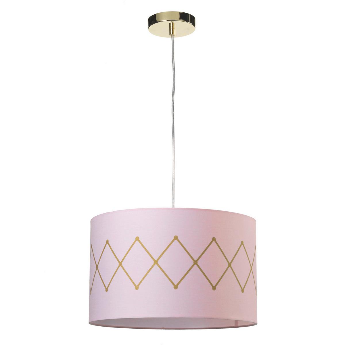 Hängeleuchte Rosita Pink/Gold max. 22 Watt - Pink/Goldfarben, KONVENTIONELL, Textil/Metall (40/80cm)