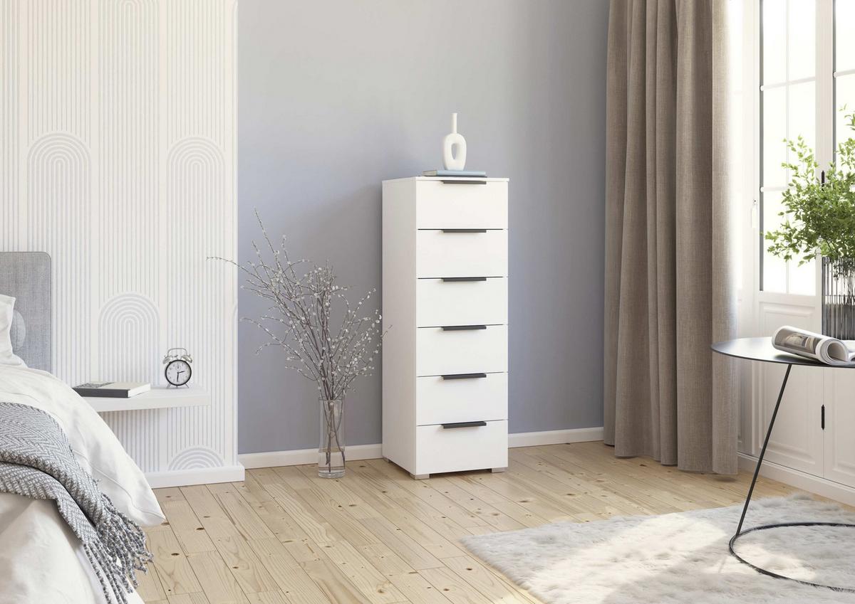 Komoda Paola, Bela - bela/barve aluminija, Trend, kovina/leseni material (40/119/42cm) - Novel