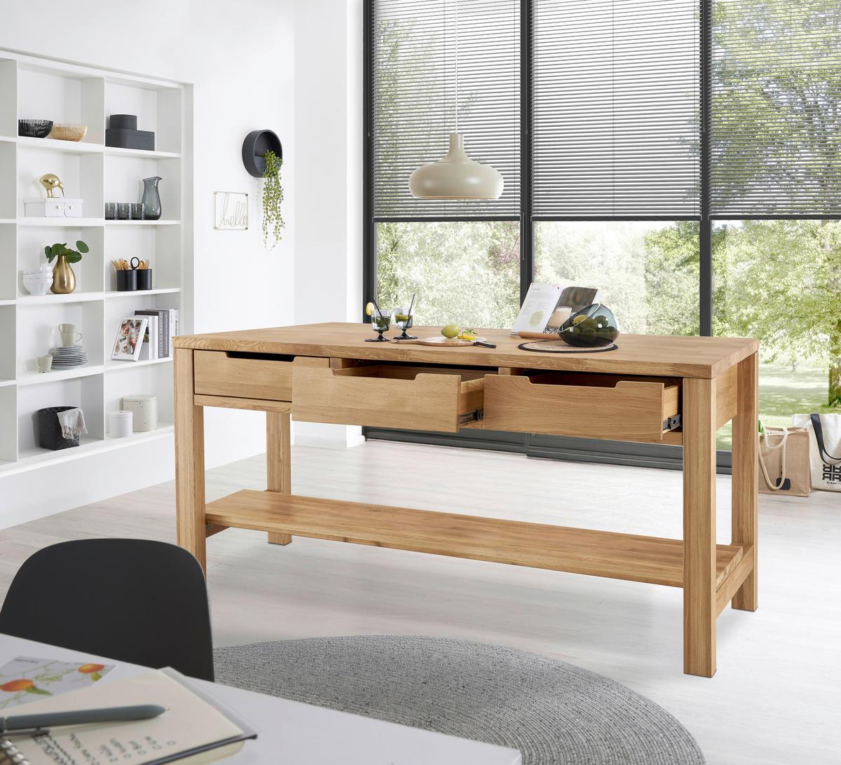 Kücheninsel Ponza I 180 o. Geräte Eiche - Eichefarben, Basics, Holz (180/91/90cm) - P & B