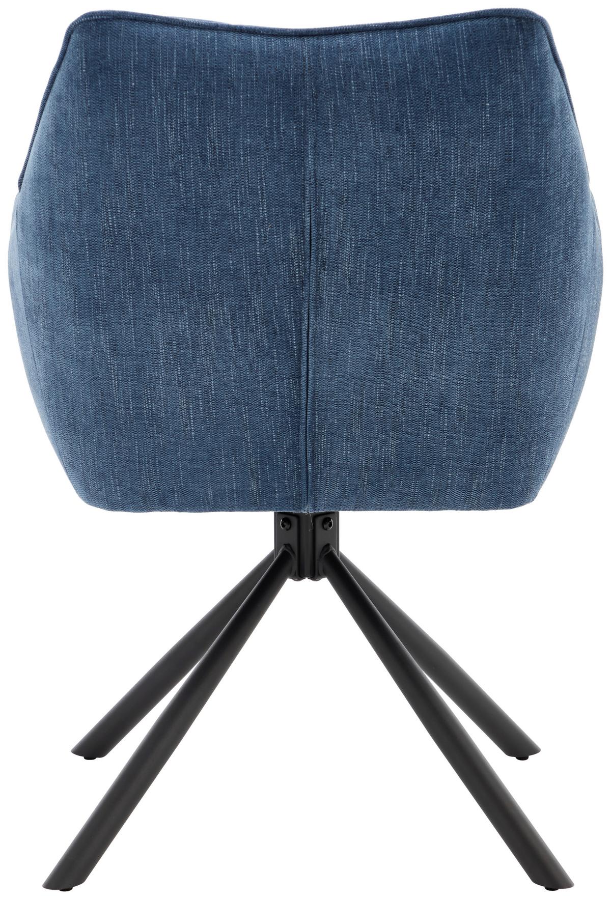 Armlehnstuhl Trient Blau - Blau/Schwarz, MODERN, Textil/Metall (63/88/62cm) - Premium Living