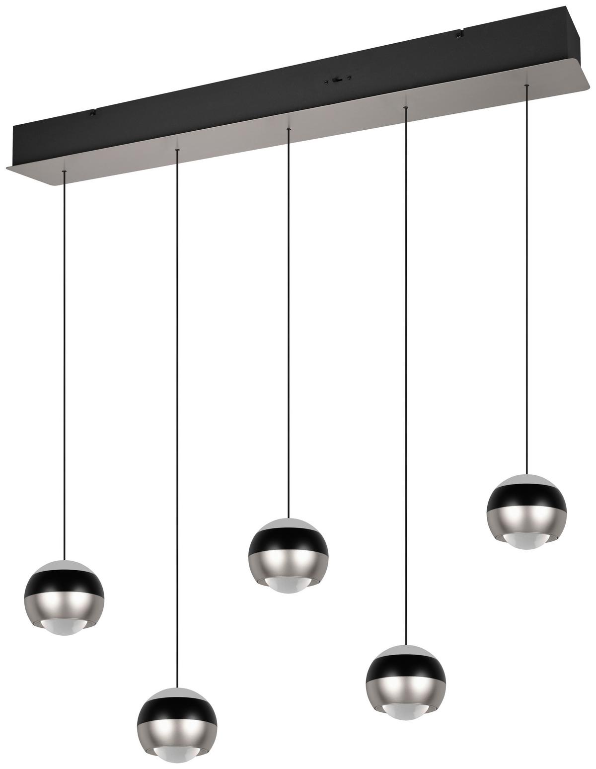 LED-Hängeleuchte Orbit Schwarz/Nickelfarben max. 8 W - Schwarz/Nickelfarben, Design, Metall (100/10,5/200cm) - Trio Leuchten
