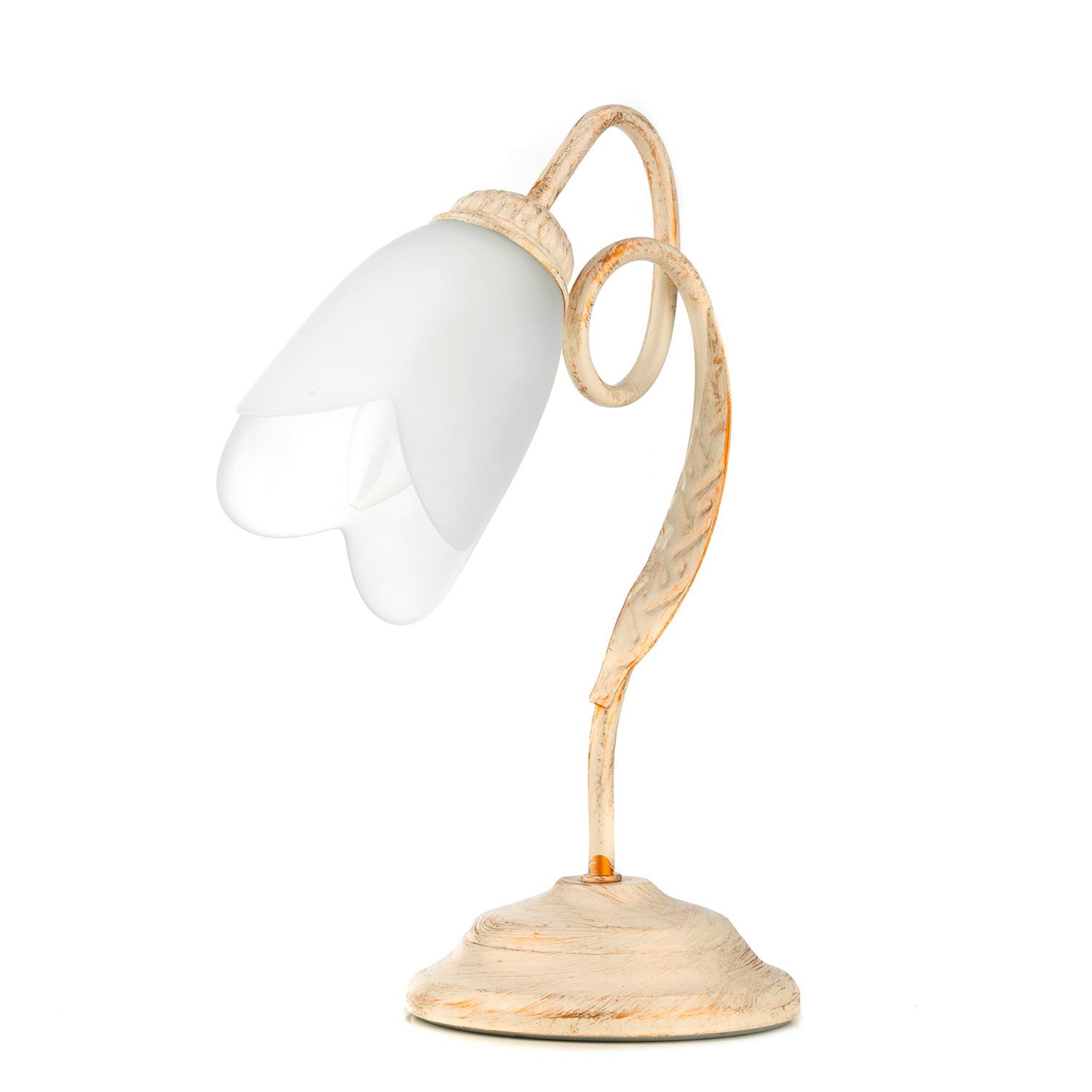 Tischleuchte Doppio Giro Weiß max. 6 Watt - Weiß, KONVENTIONELL, Glas/Metall (23/33cm)