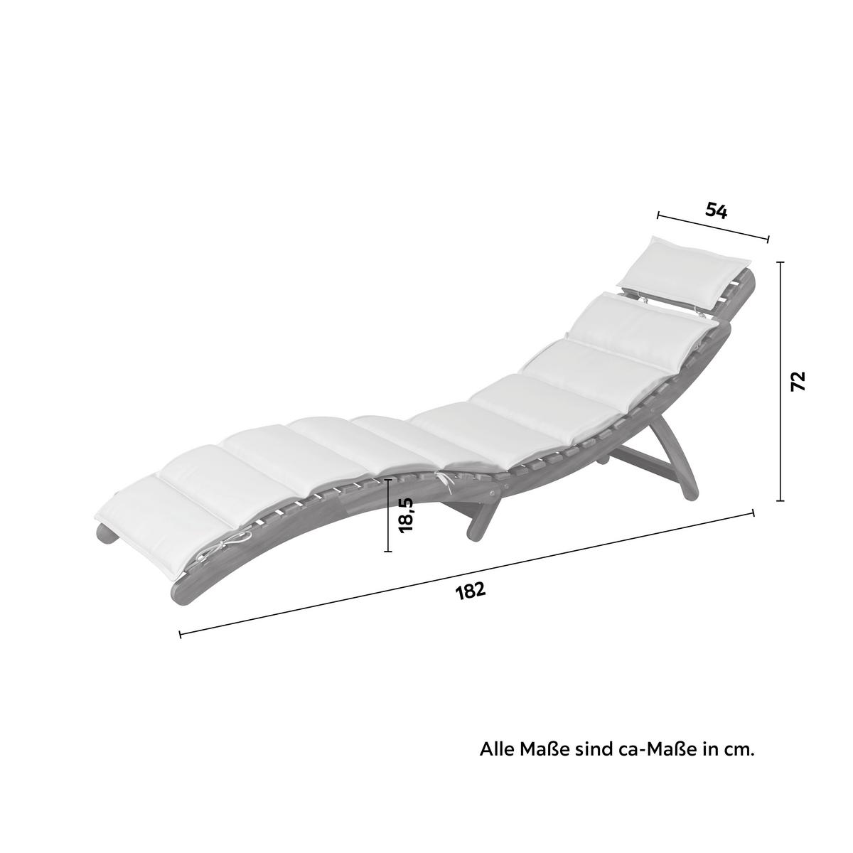 Gartenliege Natalie Beige Holz/Textil - Beige, Natur, Holz/Textil (54/18,5/182cm) - Mömax