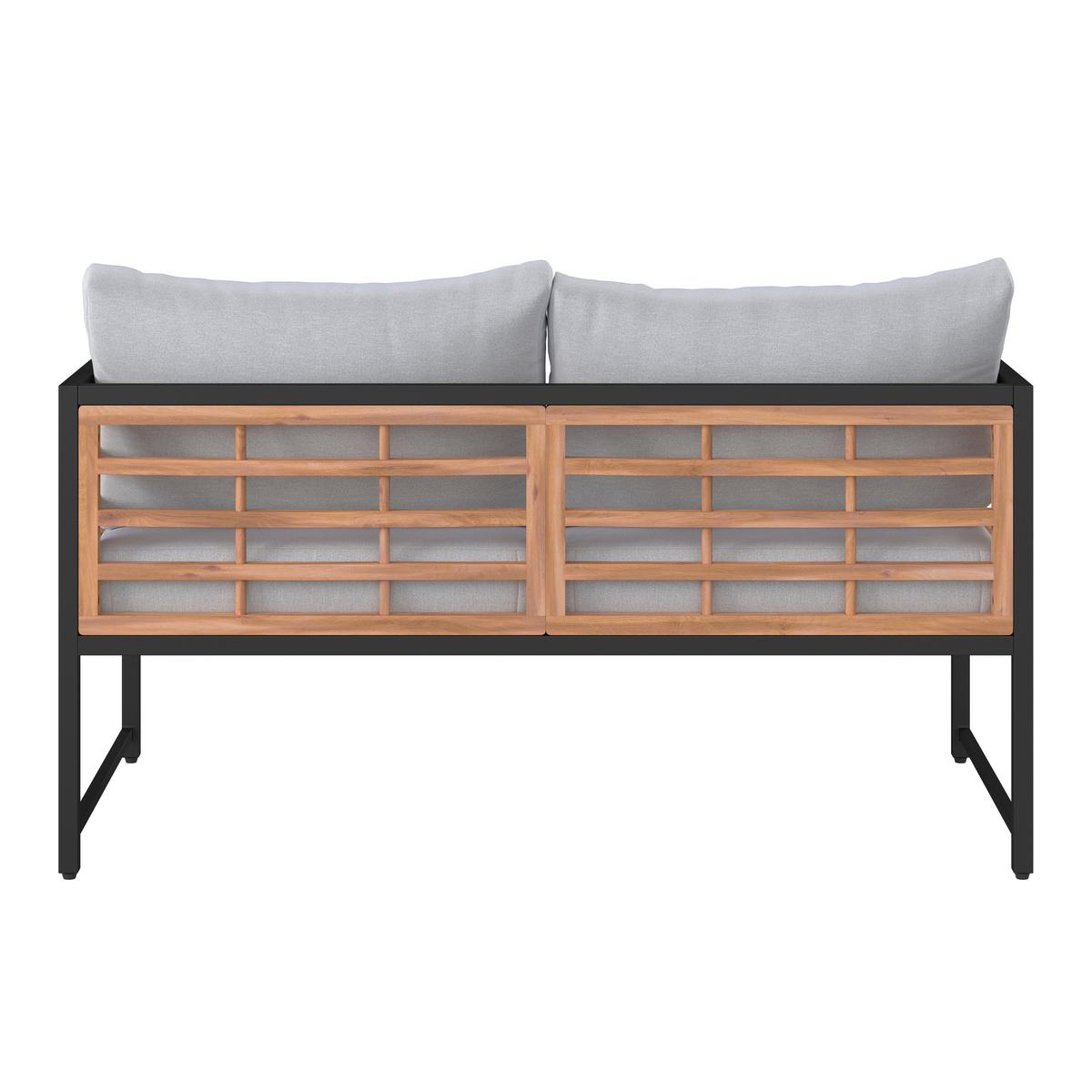 SOFA TARASOWA ARGOS - kolor naturalny/czarny, Modern, metal/drewno (125/67,5/63,5cm) - Ambia Garden
