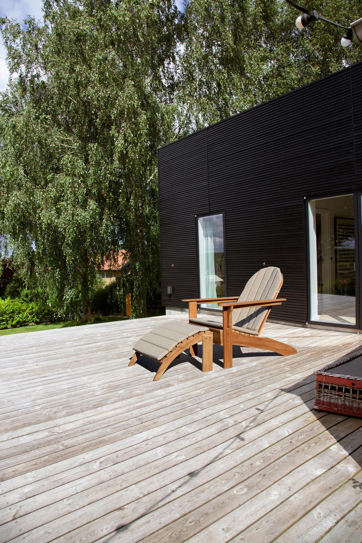 Gartenliege Adirondack Teak mit Hocker - Teakfarben, Natur, Holz (105cm) - Gardenson