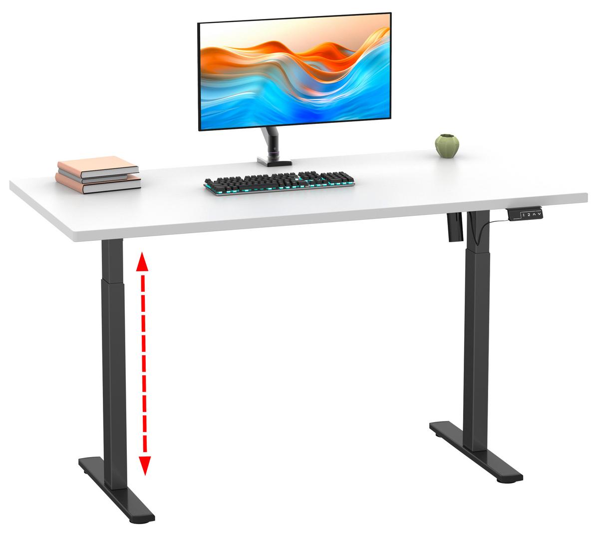 SCHREIBTISCH E-LONA - Weiss/Silberfarben, Design, Holzwerkstoff/Metall (140/71/80cm) - MID.YOU
