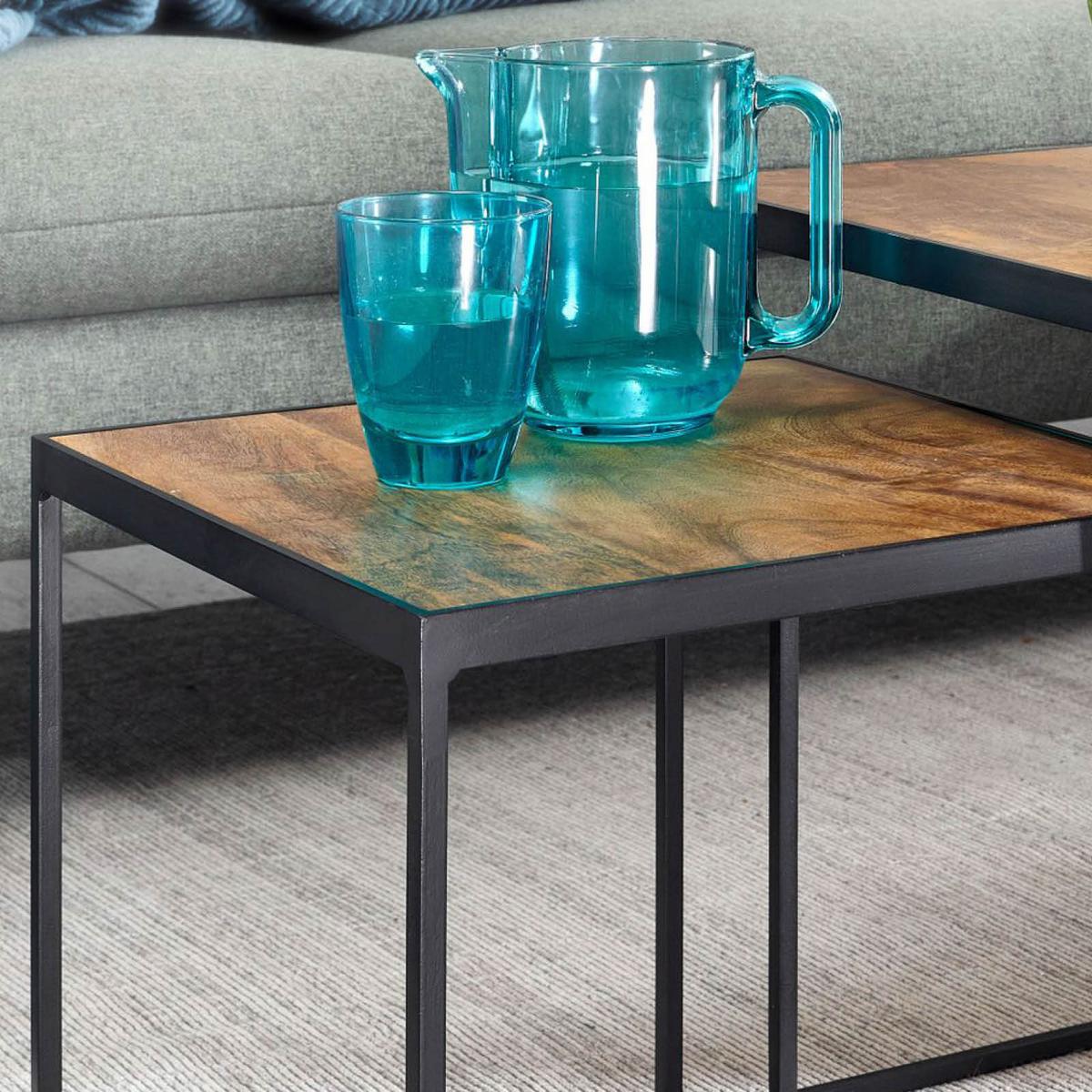 Set Mizic Wohnling - črna/rjava, Moderno, kovina/les (40/40/44cm) - MID.YOU